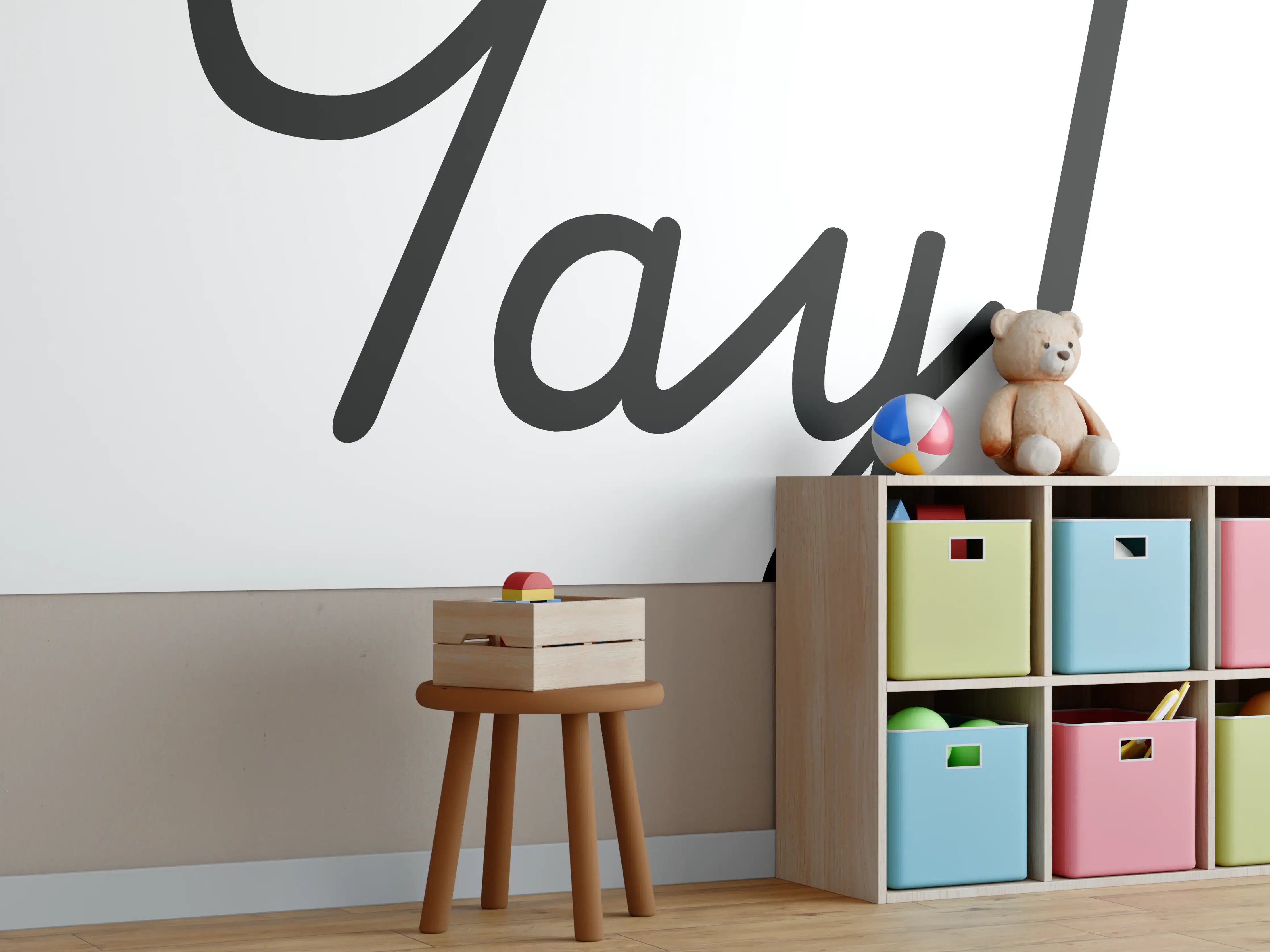 Kinderzimmer Wandgestaltung - Motivationaler 'Yay!' Typo-Druck