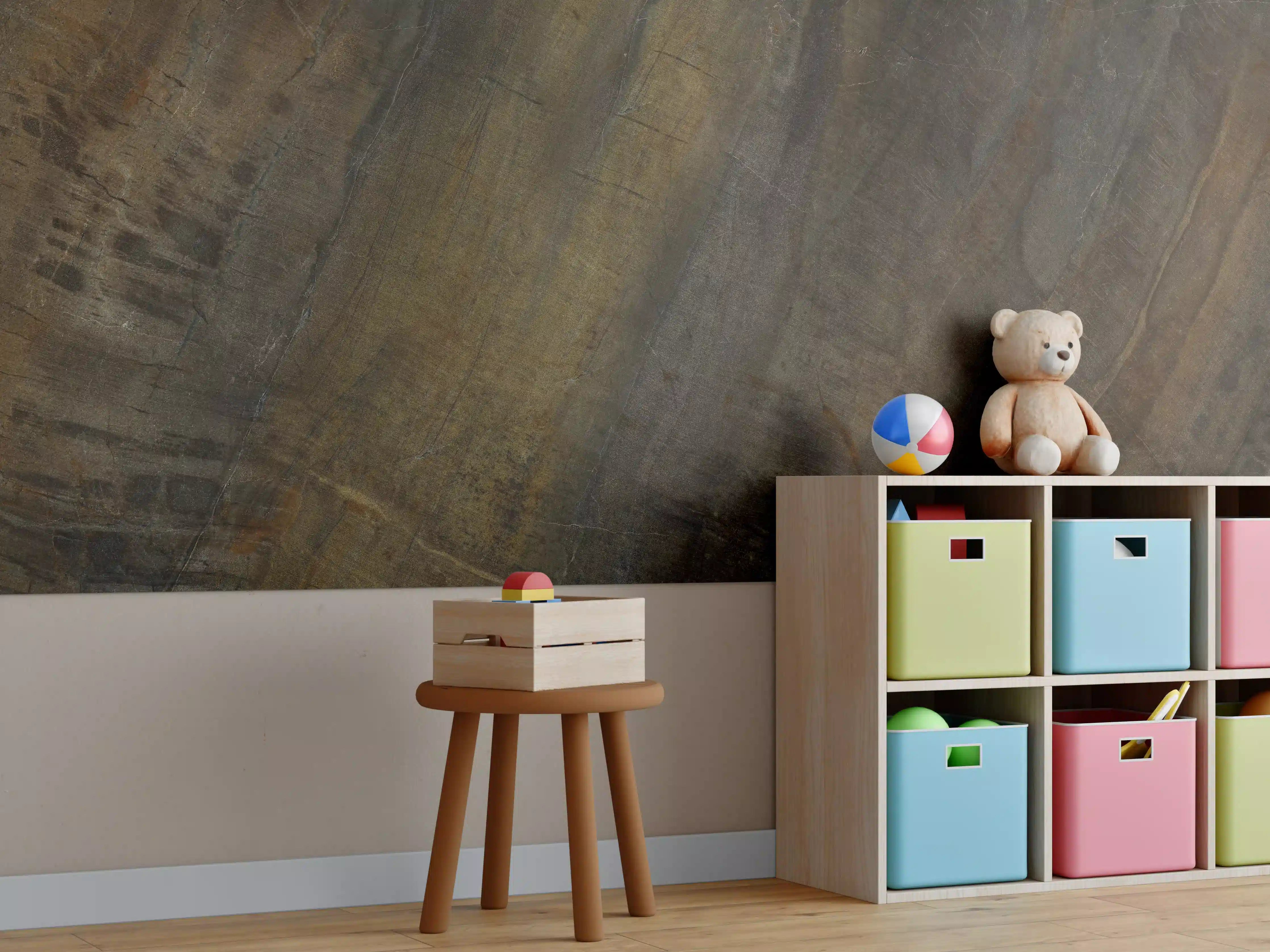 Kinderzimmer Wandgestaltung - Multicolor raue Marmortextur