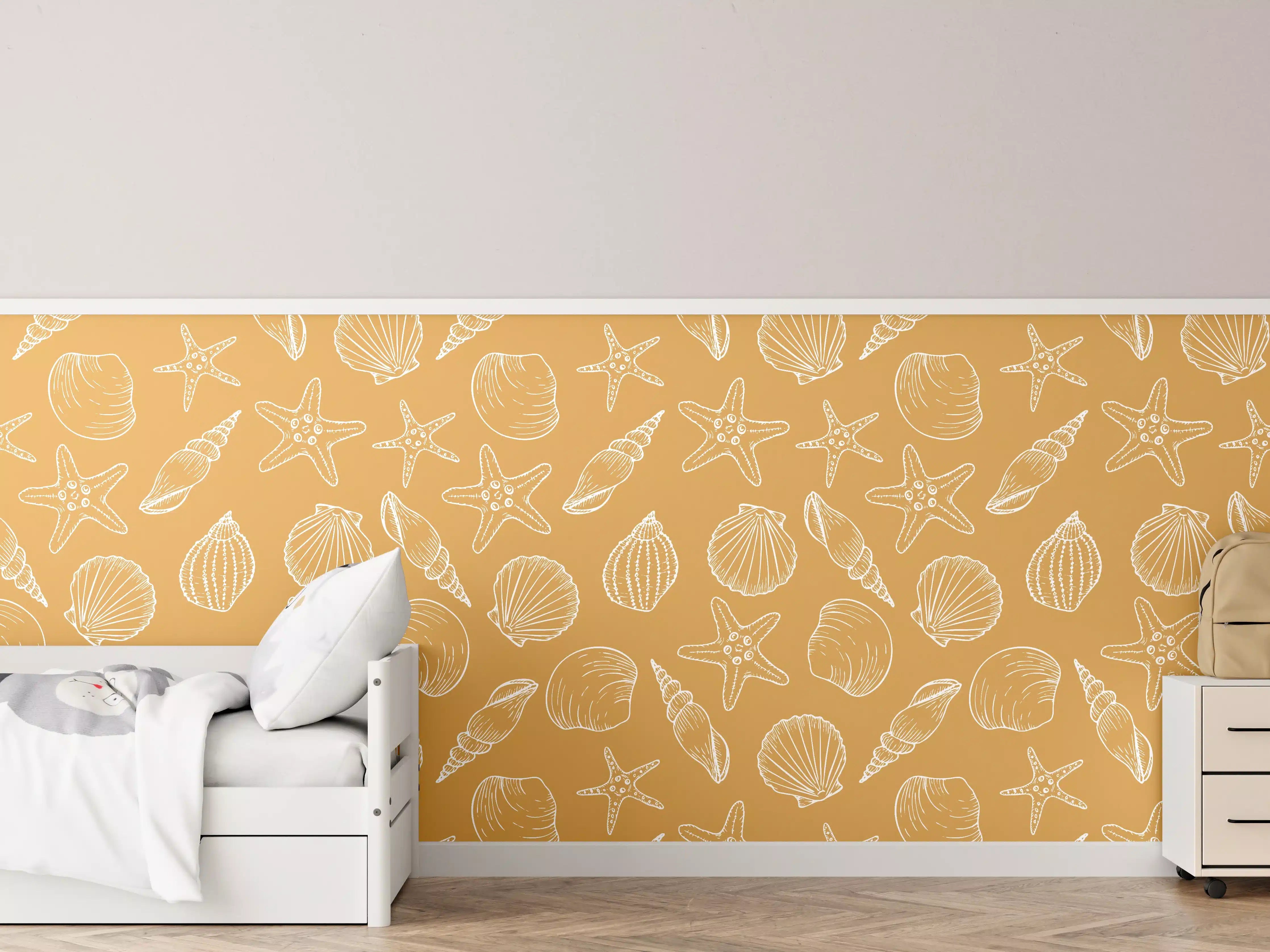 Kinderzimmer Wandgestaltung - Muschelmuster Amber-Beige