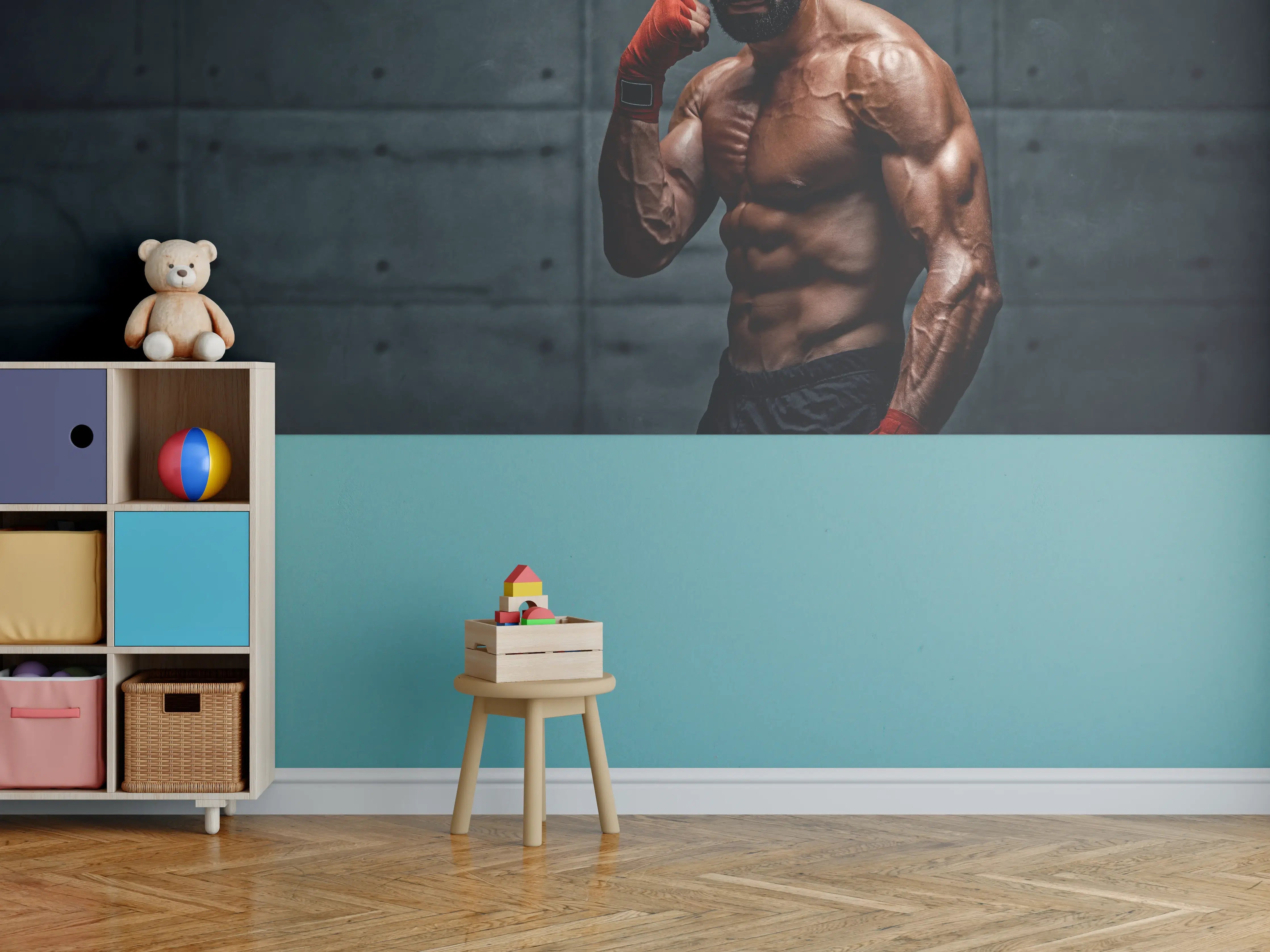 Kinderzimmer Wandgestaltung - Muskolöser MMA Kämpfer