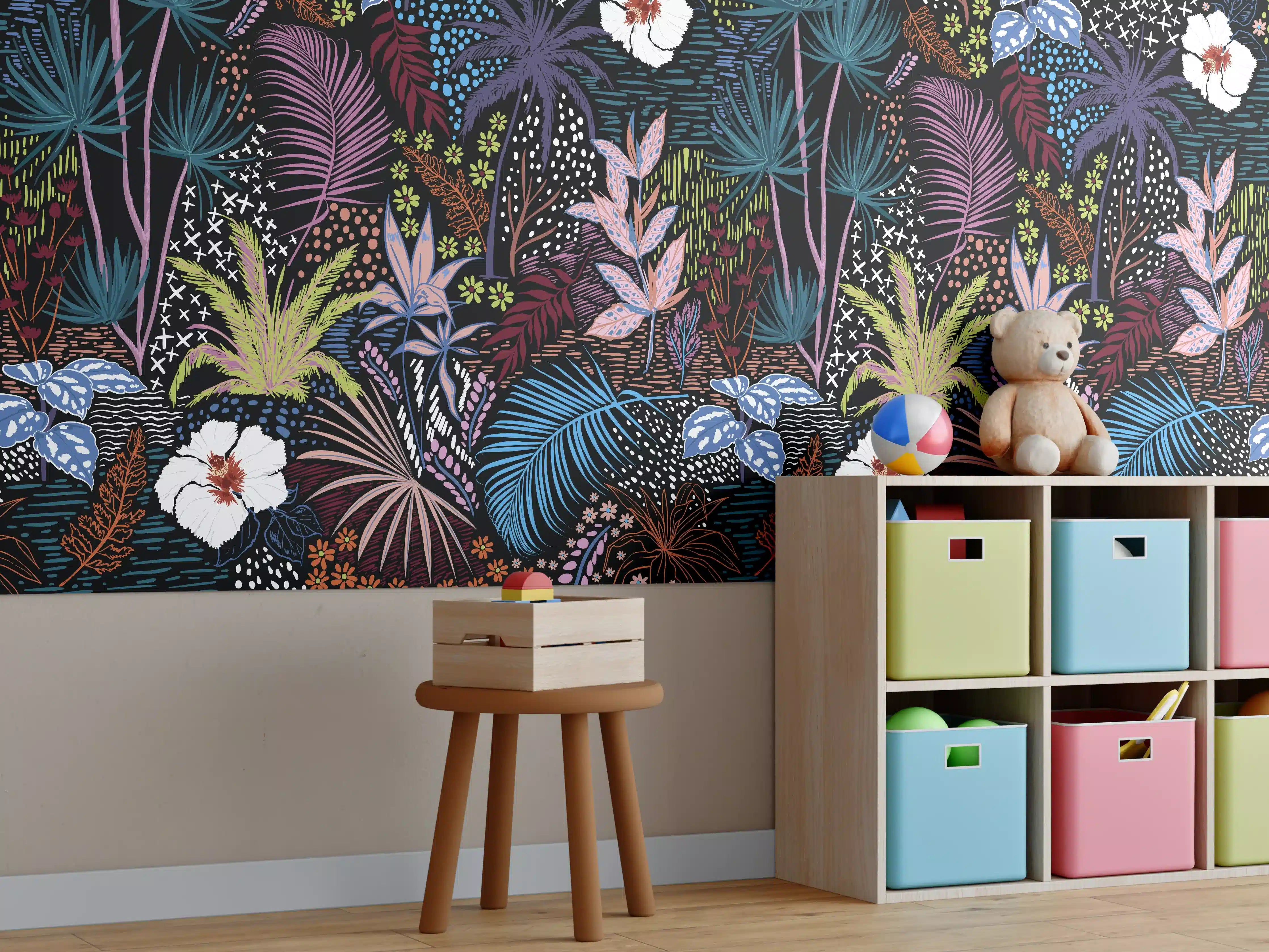 Kinderzimmer Wandgestaltung - Mystic Tropic Pflanzenmuster