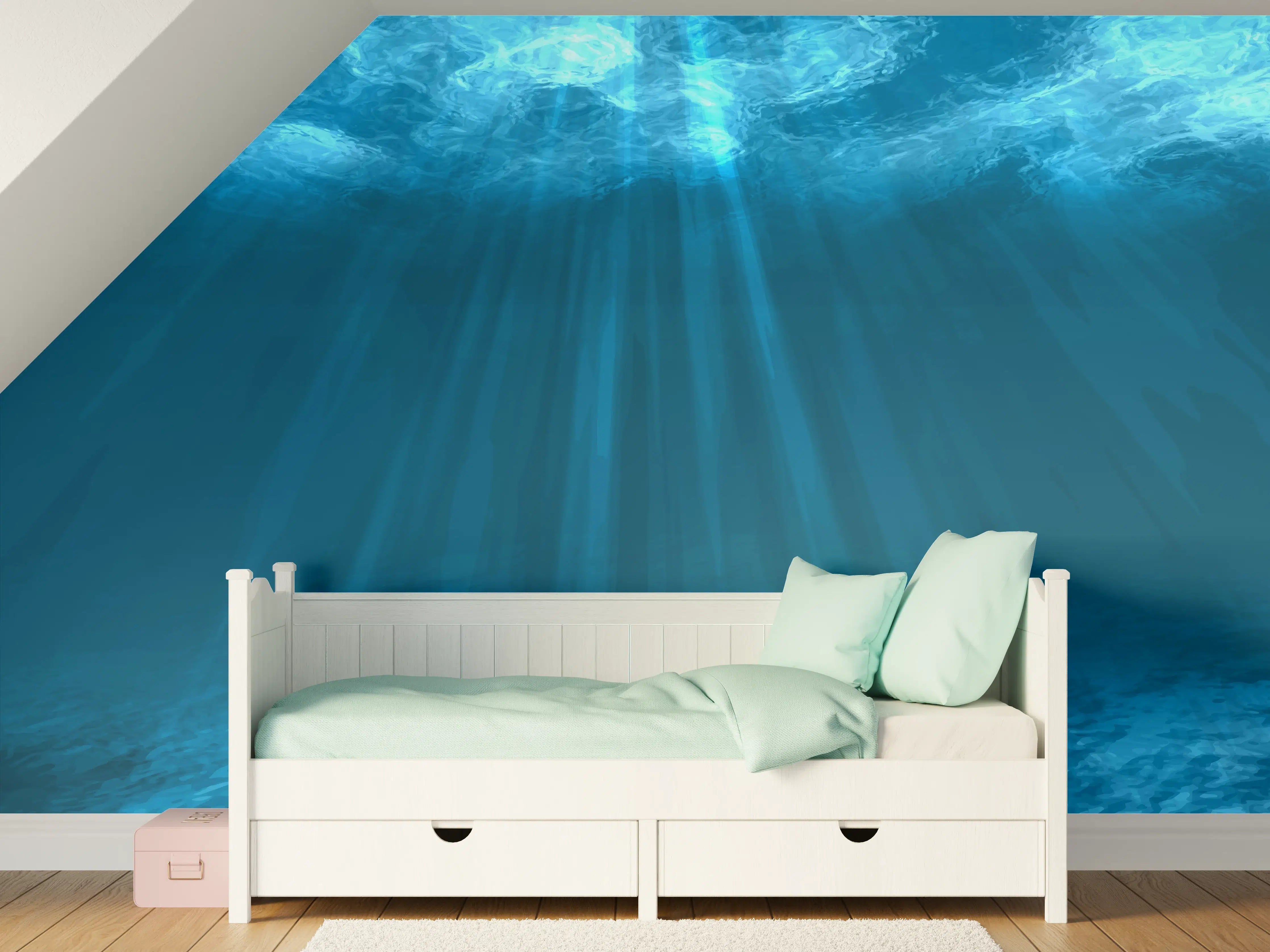 Kinderzimmer Wandgestaltung - Mystische Unterwasserwelt Blau