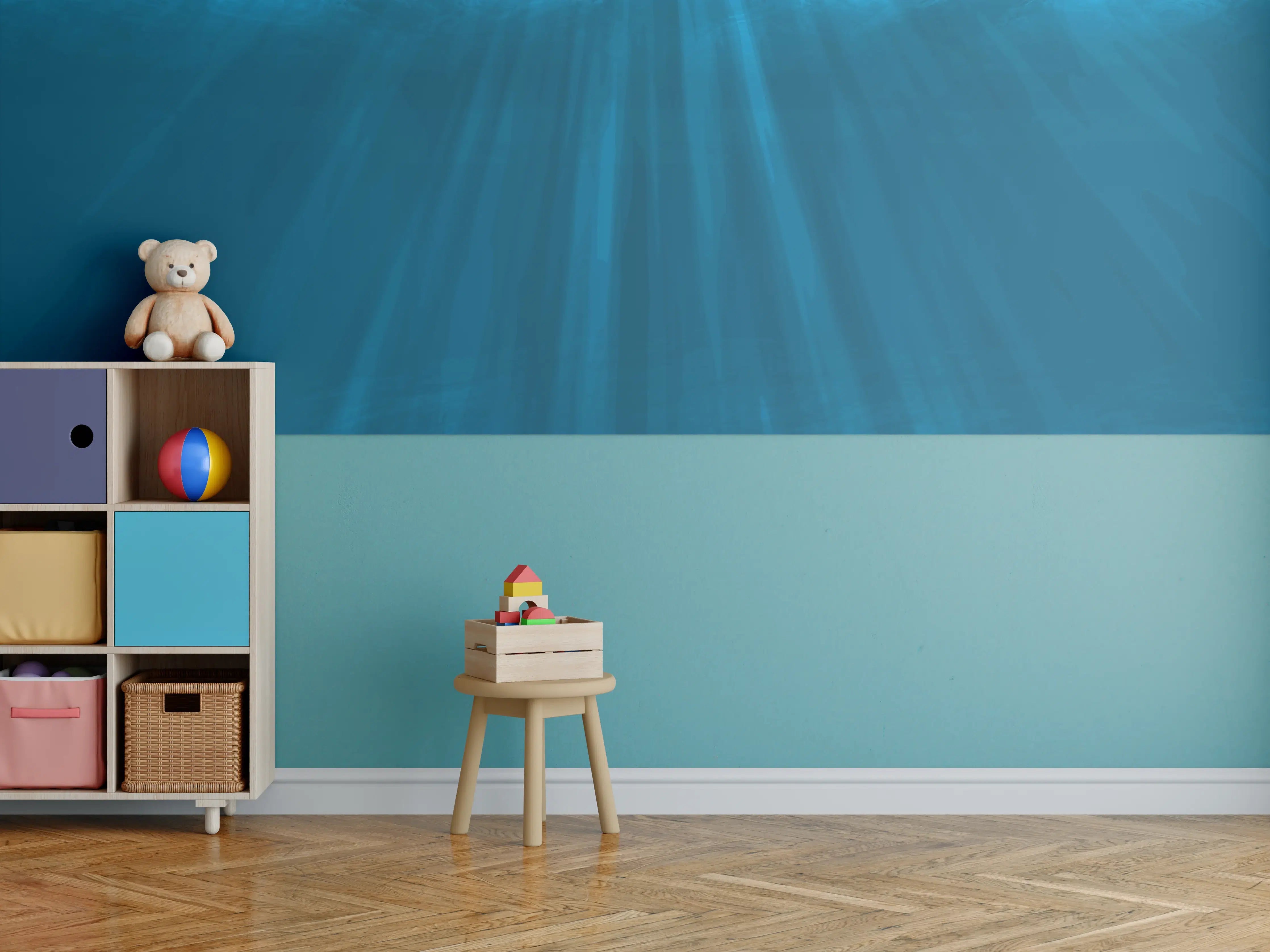 Kinderzimmer Wandgestaltung - Mystische Unterwasserwelt Blau