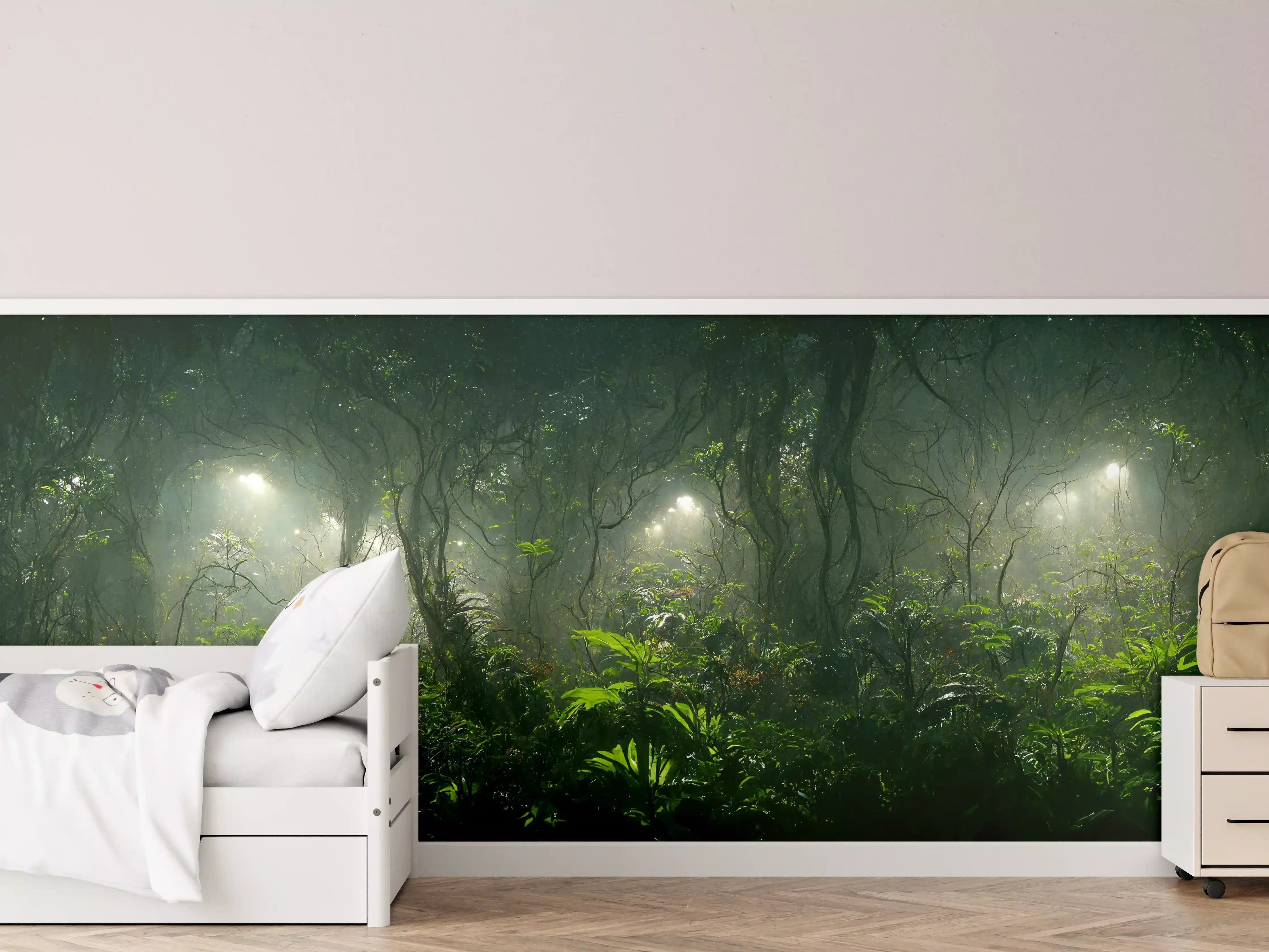 Kinderzimmer Wandgestaltung - Nachtlandschaft des Dschungels