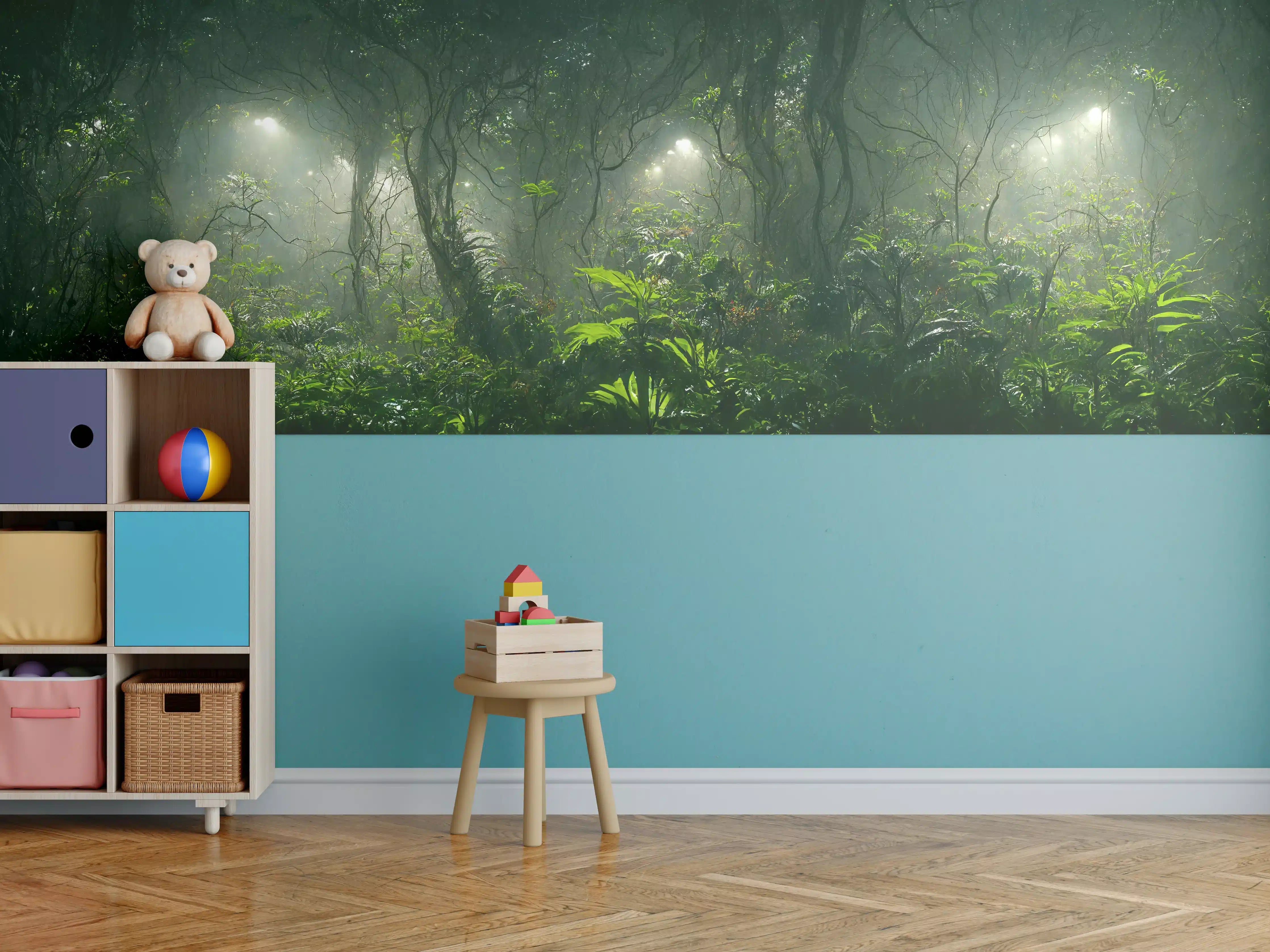 Kinderzimmer Wandgestaltung - Nachtlandschaft des Dschungels