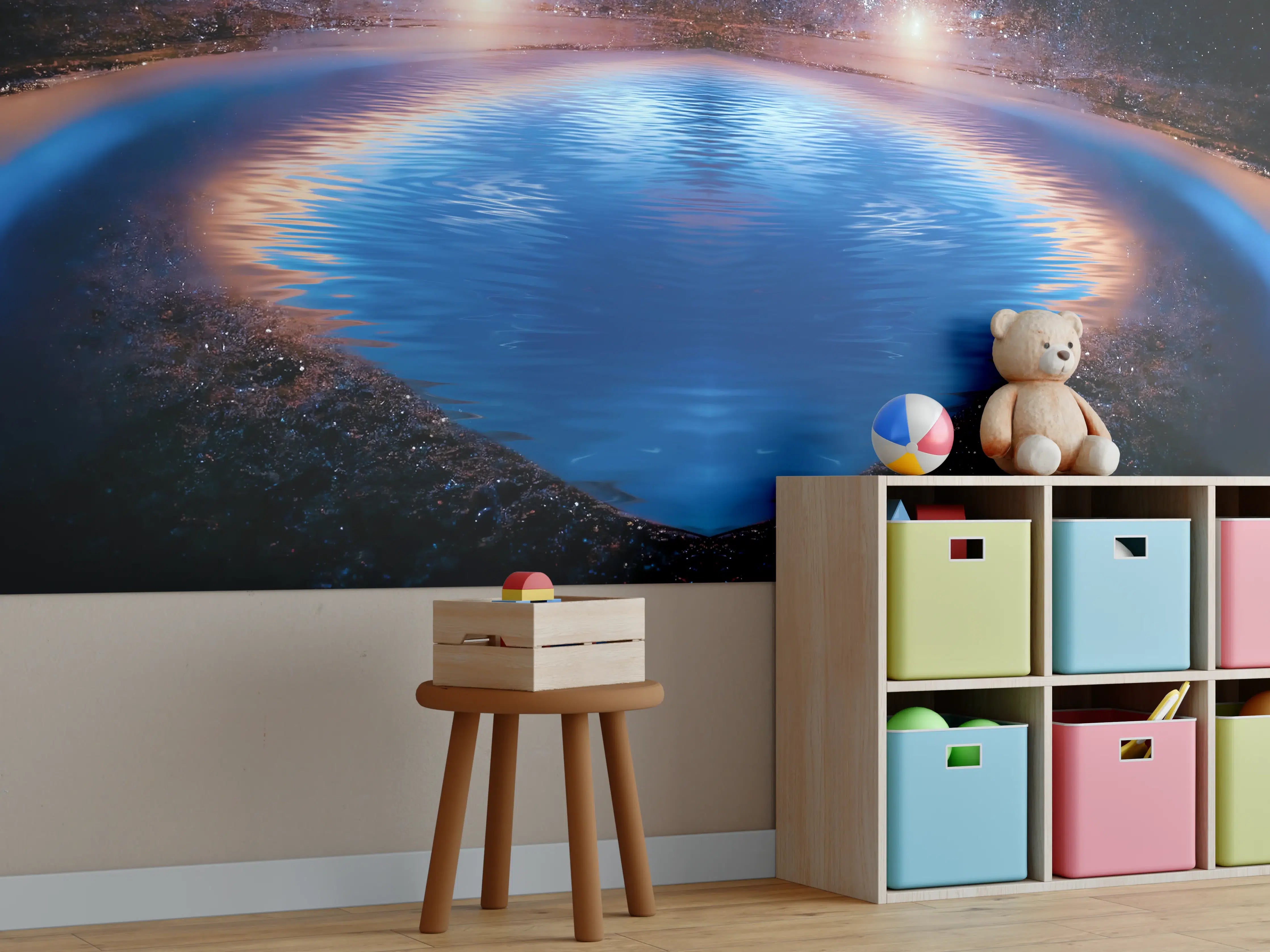 Kinderzimmer Wandgestaltung - Nächtliche Fantasielandschaft