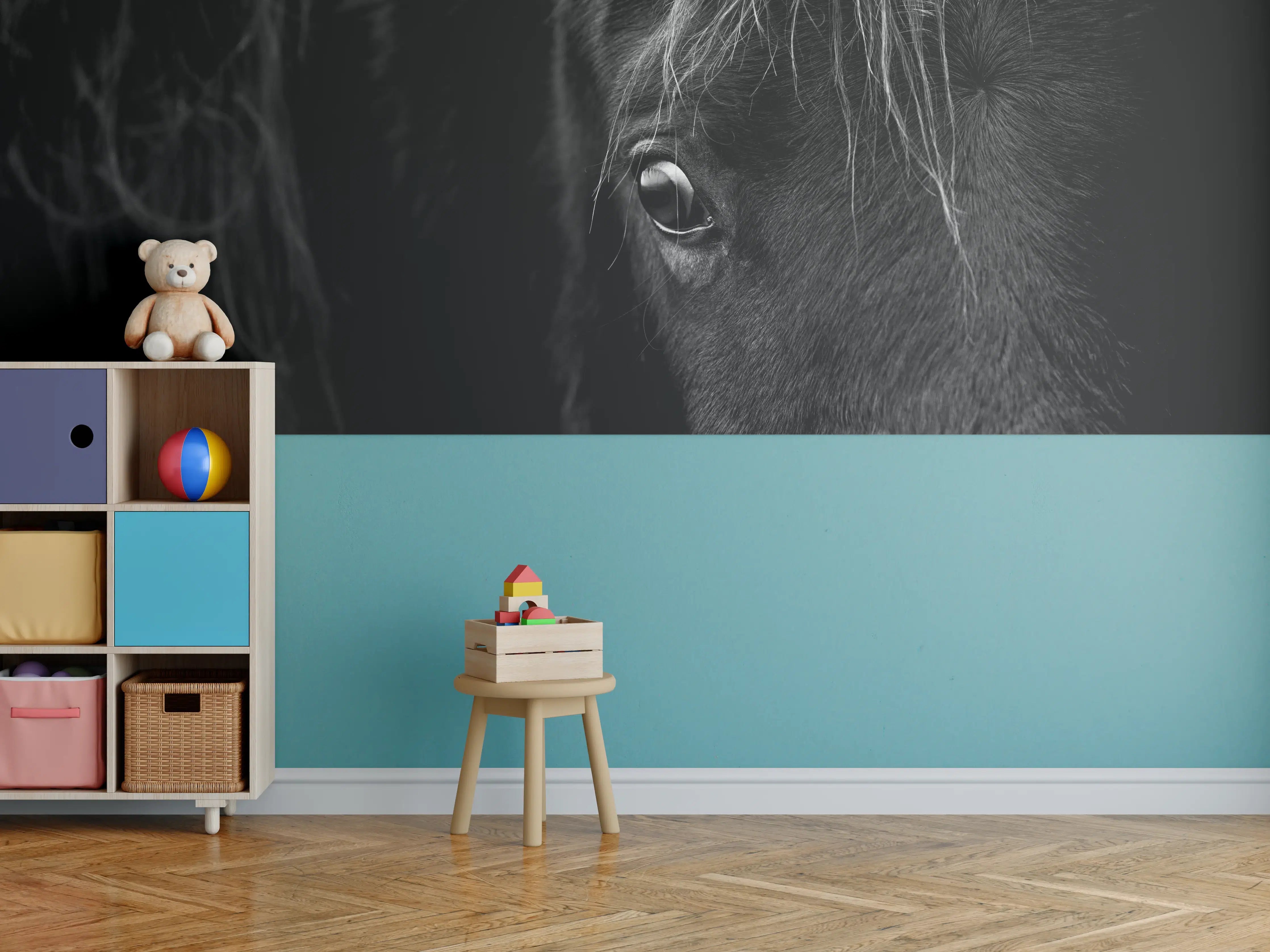 Kinderzimmer Wandgestaltung - Nahaufnahme - Pferdekopf