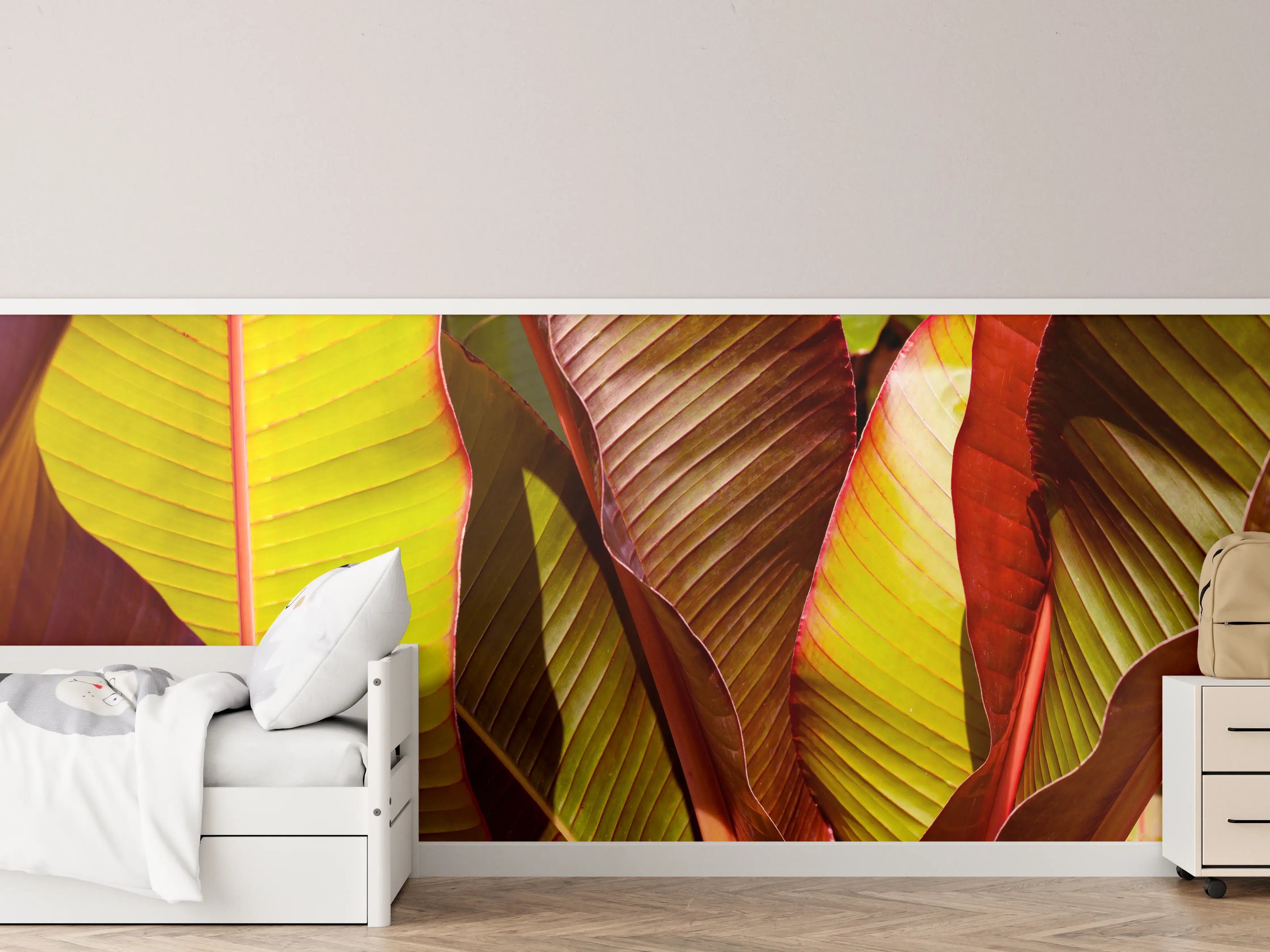 Kinderzimmer Wandgestaltung - Nahaufnahme von Bananenblättern