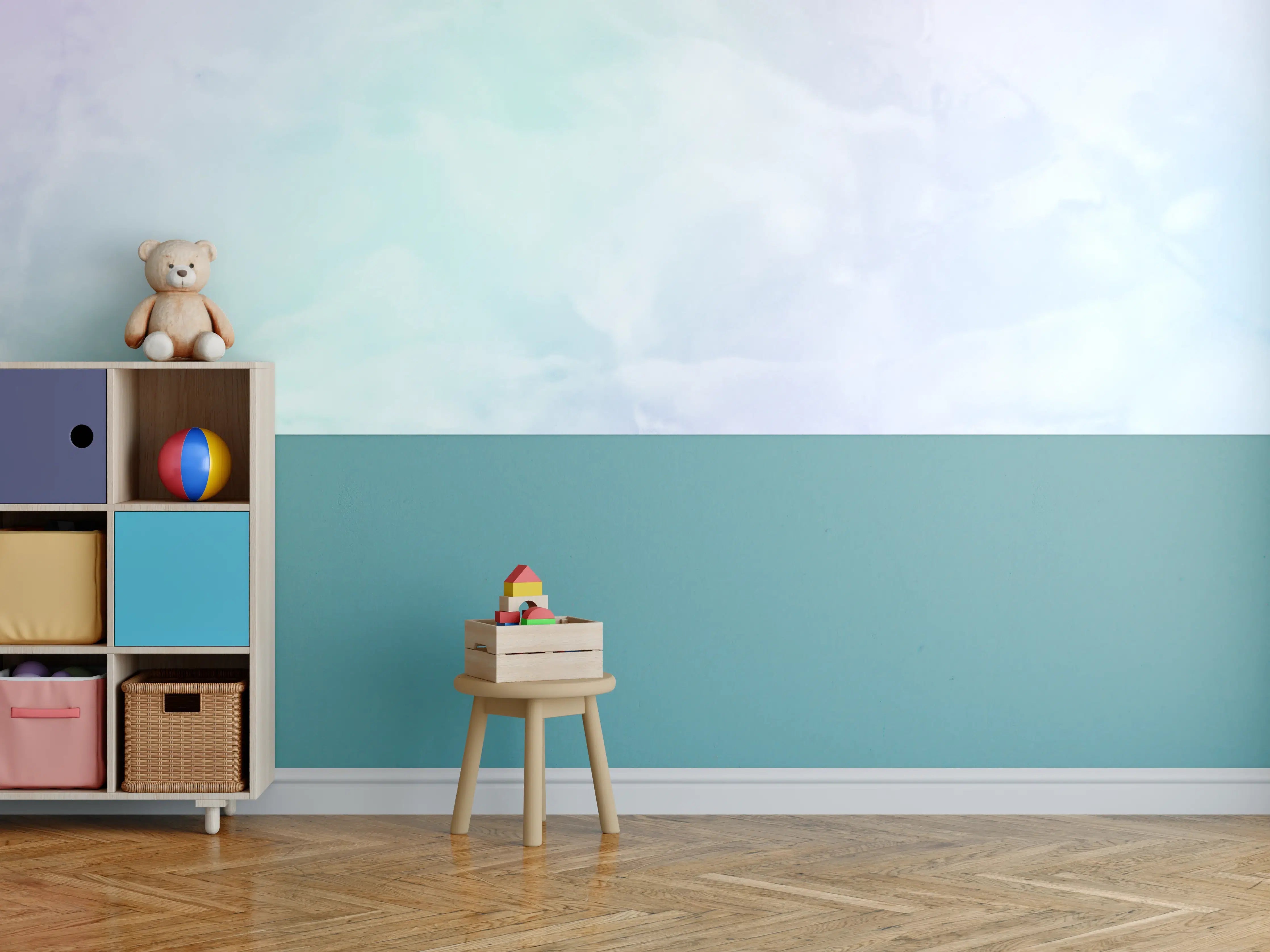 Kinderzimmer Wandgestaltung - Nahaufnahme von Pastellfarbigem Marmor