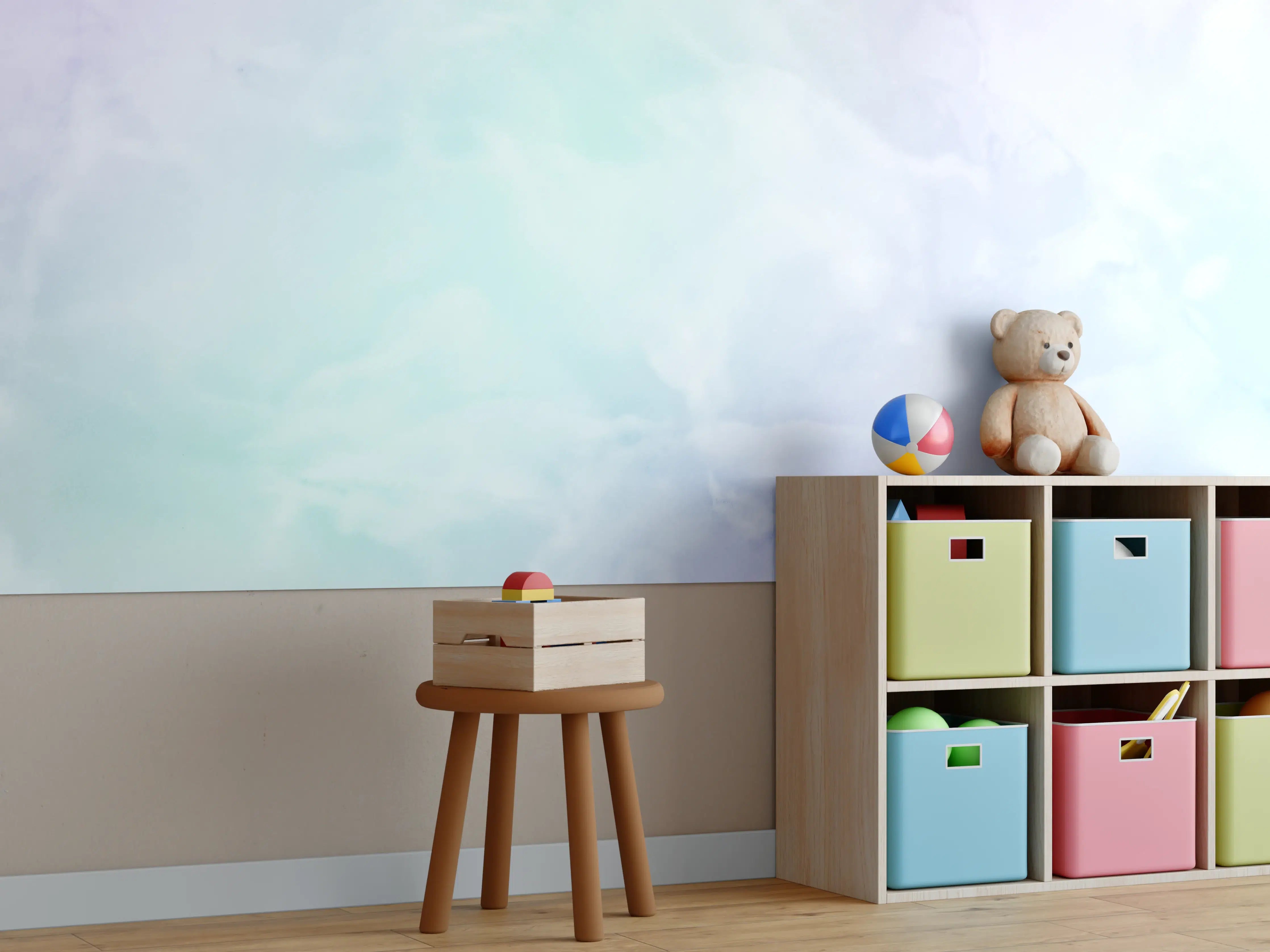 Kinderzimmer Wandgestaltung - Nahaufnahme von Pastellfarbigem Marmor