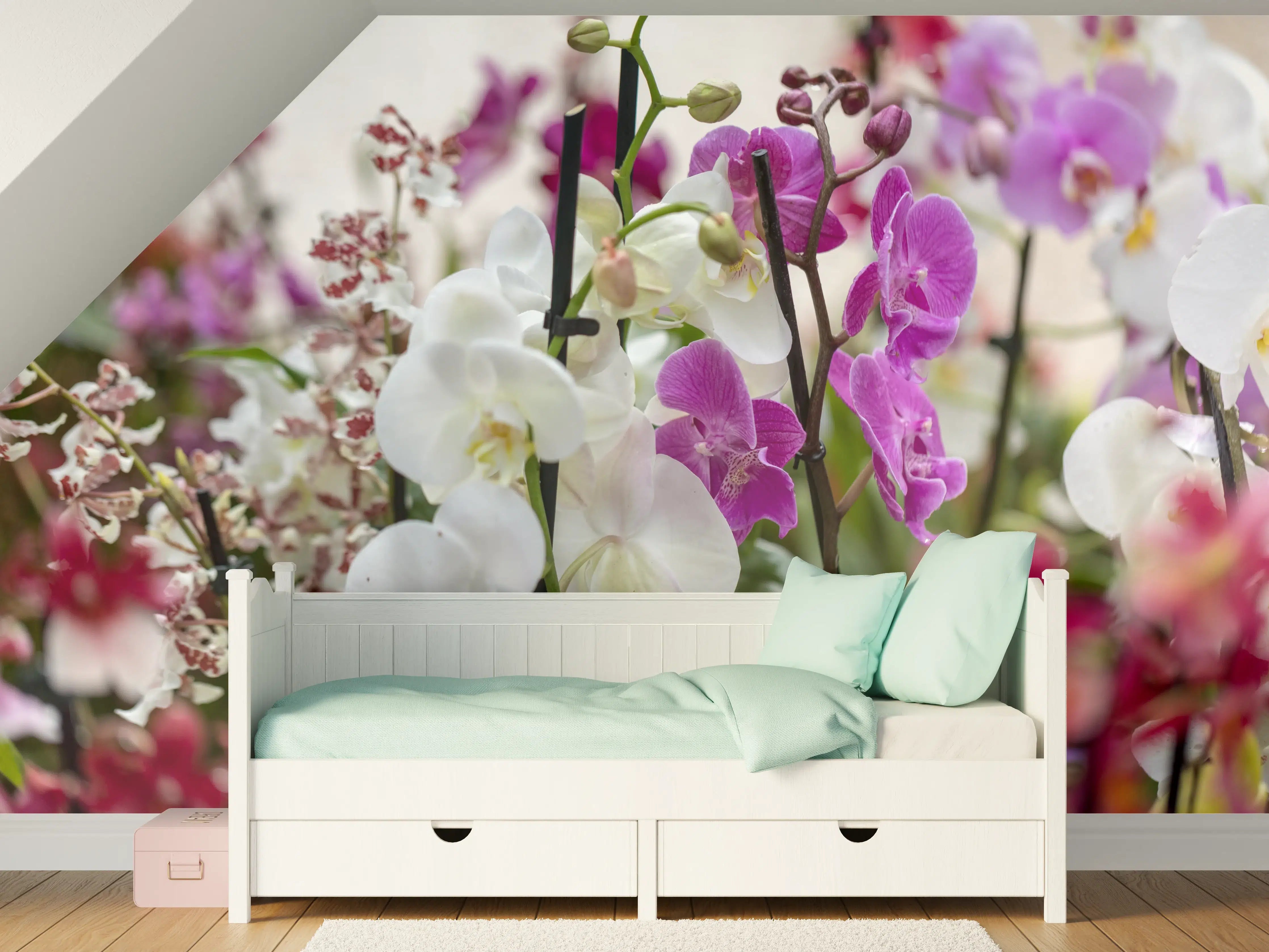 Kinderzimmer Wandgestaltung - Nahaufnahme von bunten Orchideen