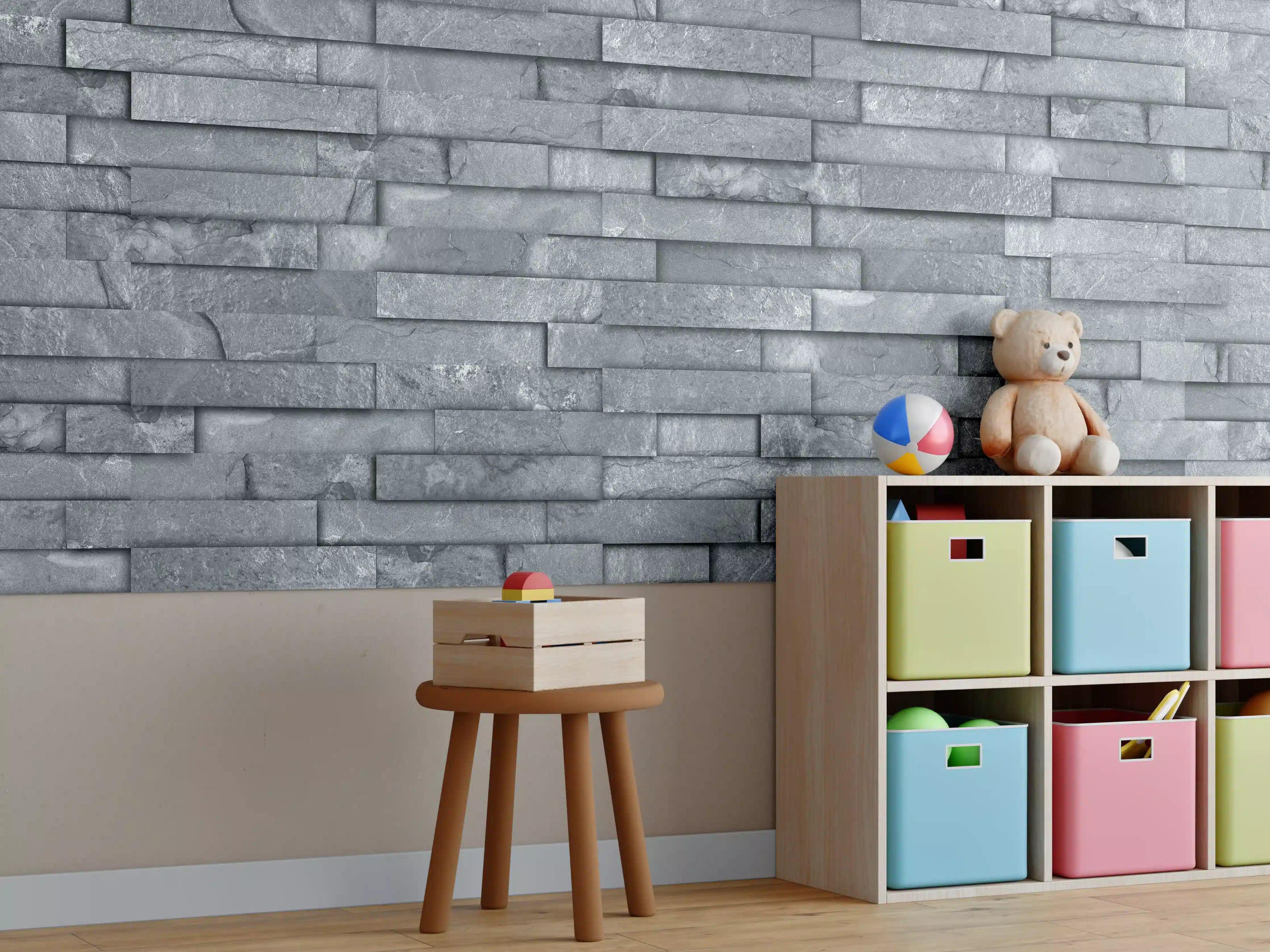 Kinderzimmer Wandgestaltung - Nahtlose graue Schiefersteinwand Textur