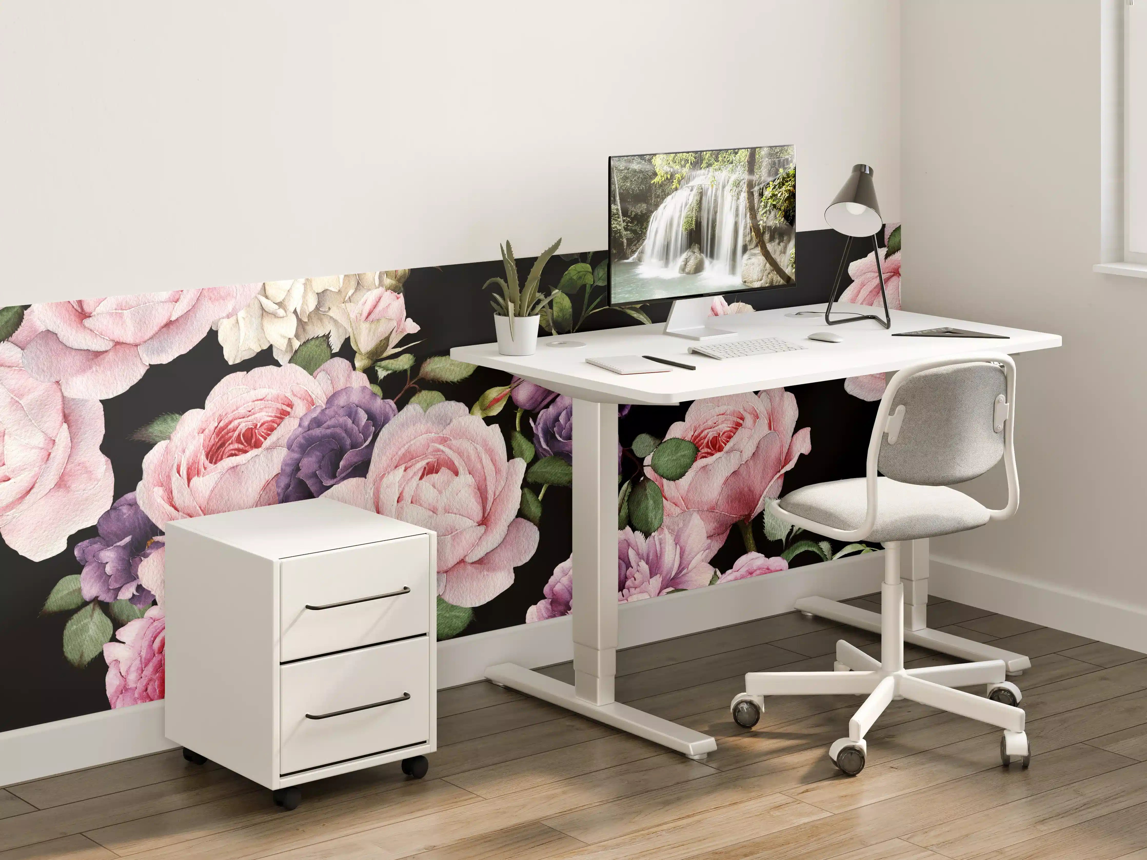 Kinderzimmer Wandgestaltung - Nahtloses florales Muster mit Rosen