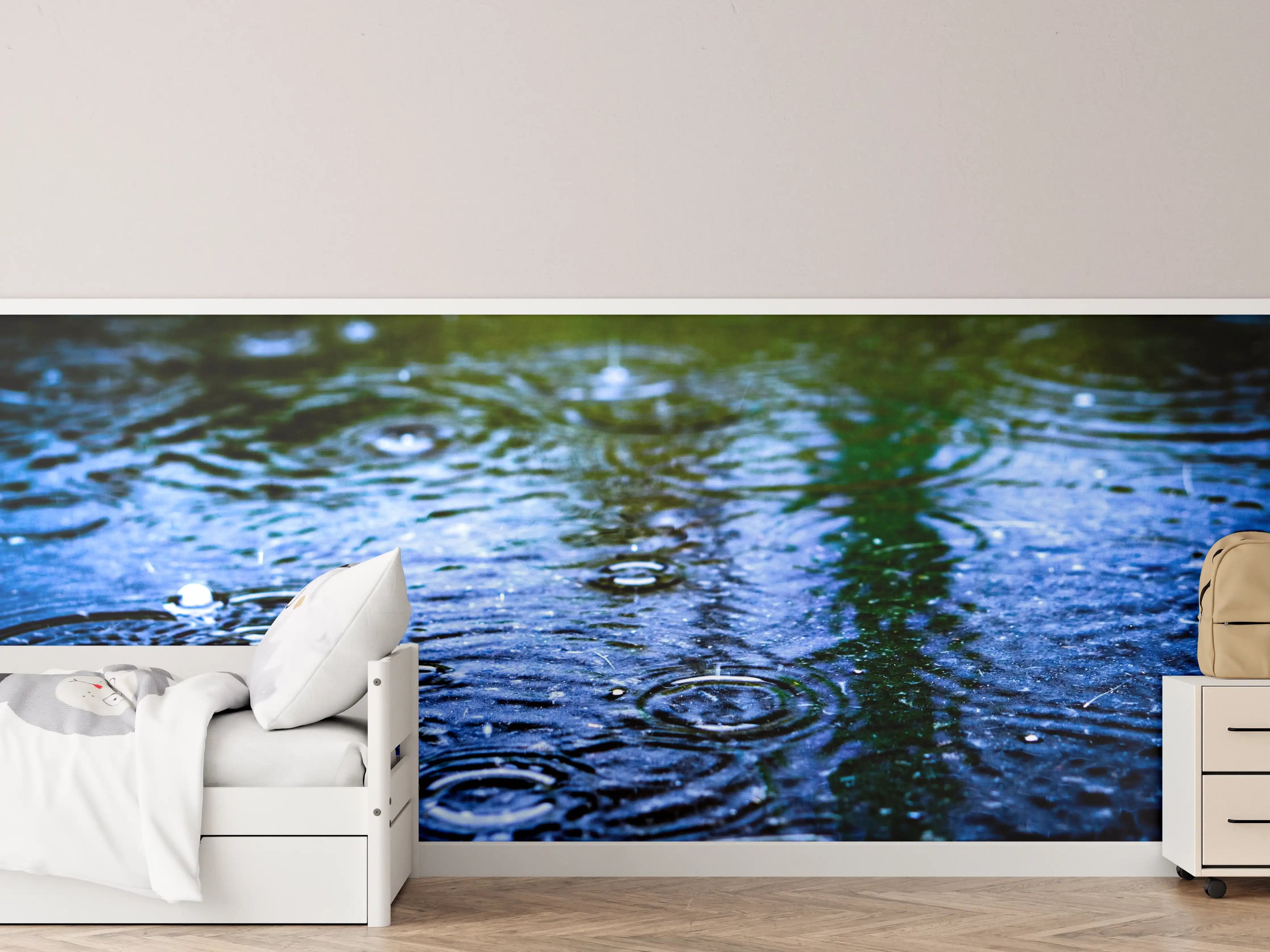 Kinderzimmer Wandgestaltung - Nassbodentropfen bei Regen