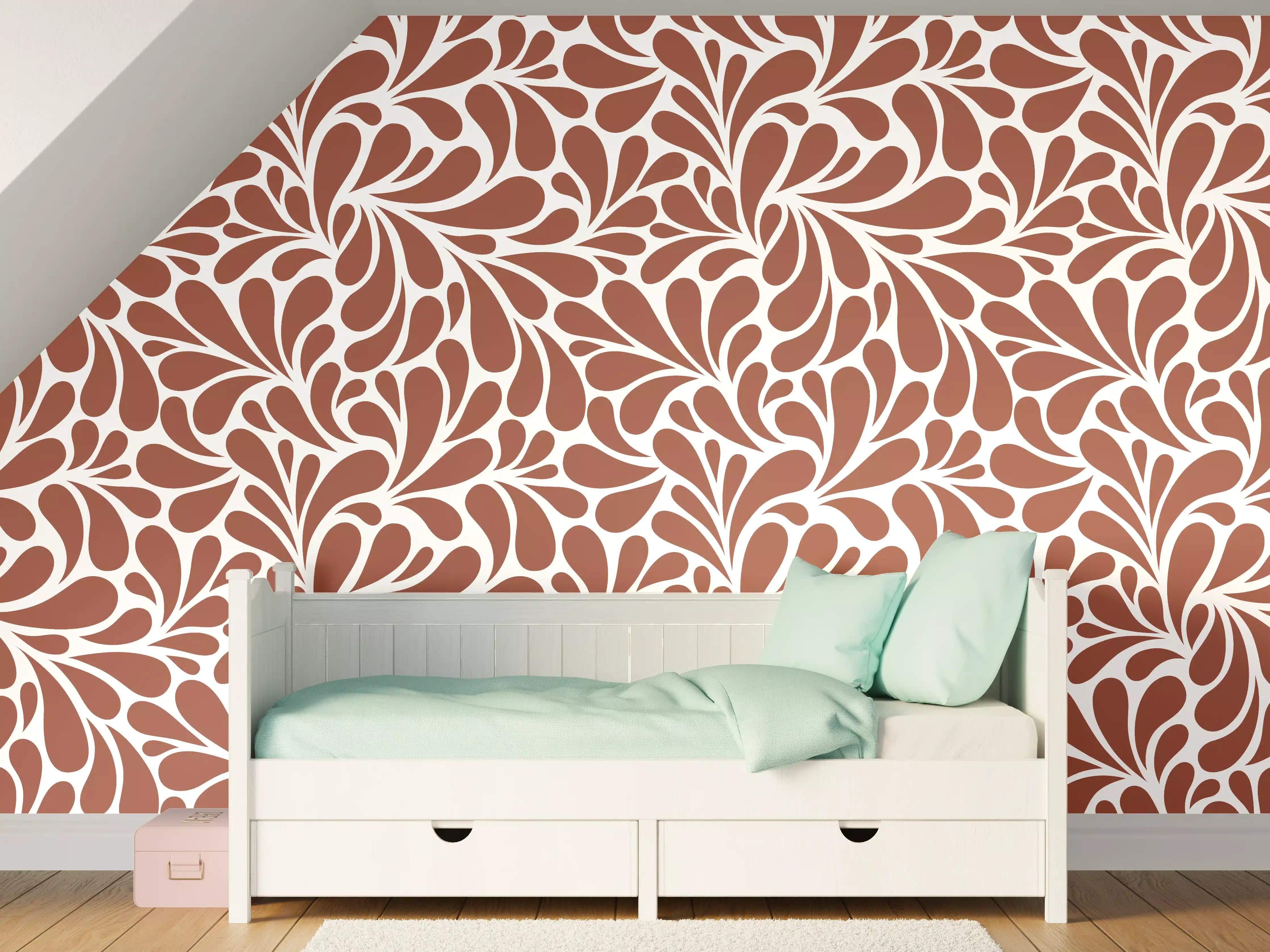 Kinderzimmer Wandgestaltung - Natürliche Blätter-Muster