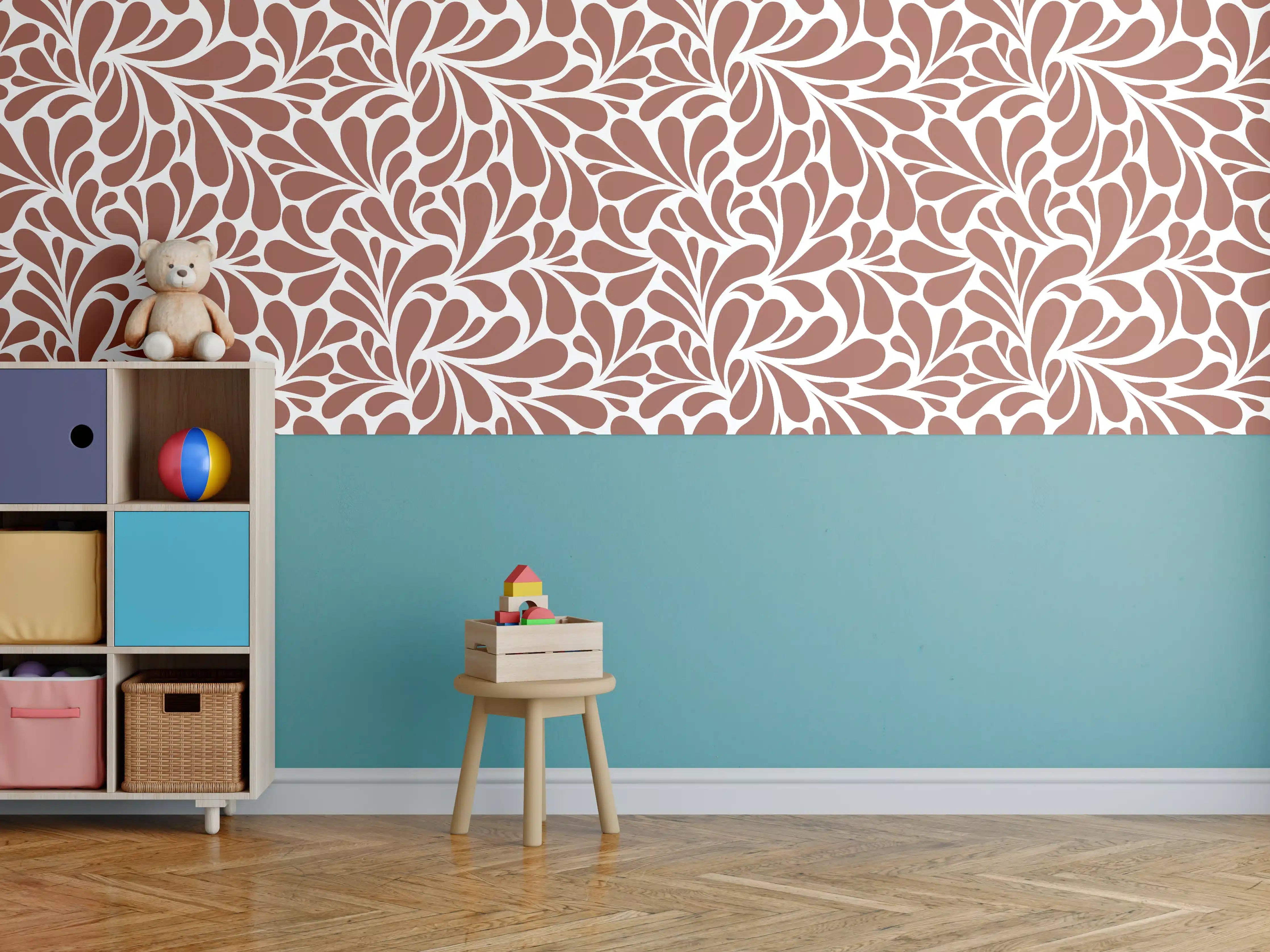 Kinderzimmer Wandgestaltung - Natürliche Blätter-Muster