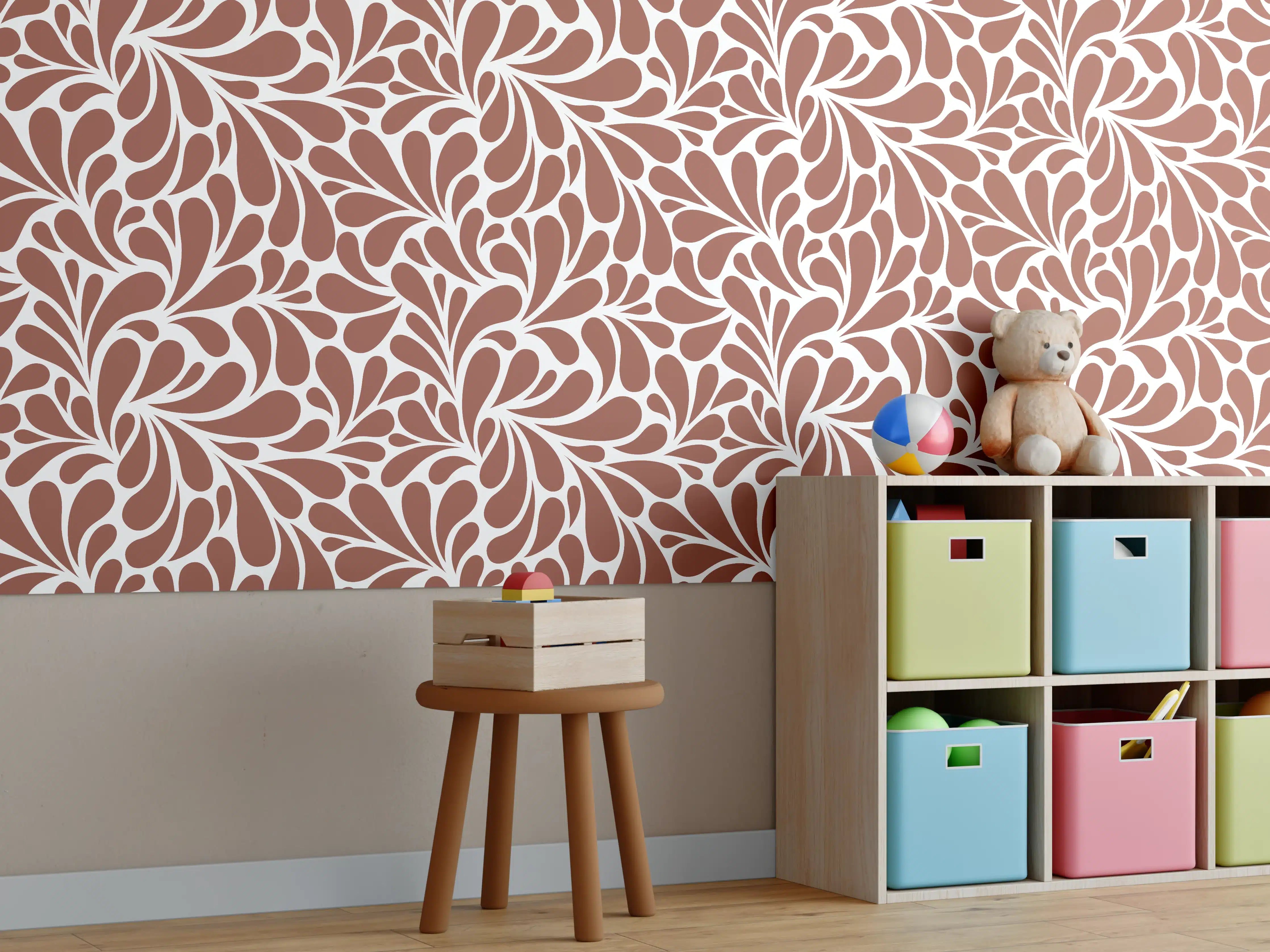 Kinderzimmer Wandgestaltung - Natürliche Blätter-Muster