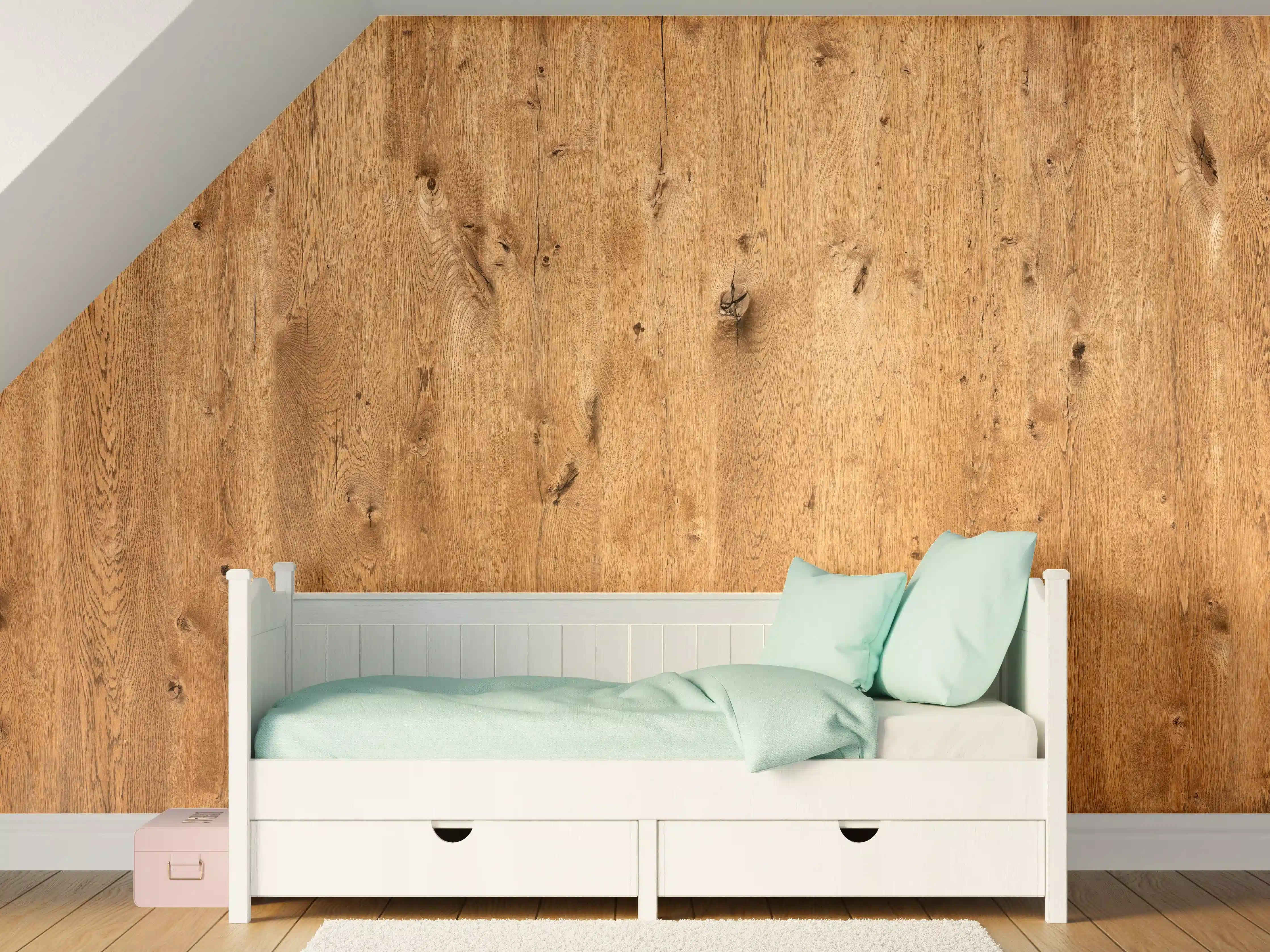 Kinderzimmer Wandgestaltung - Natürliche Eichenholz-Struktur