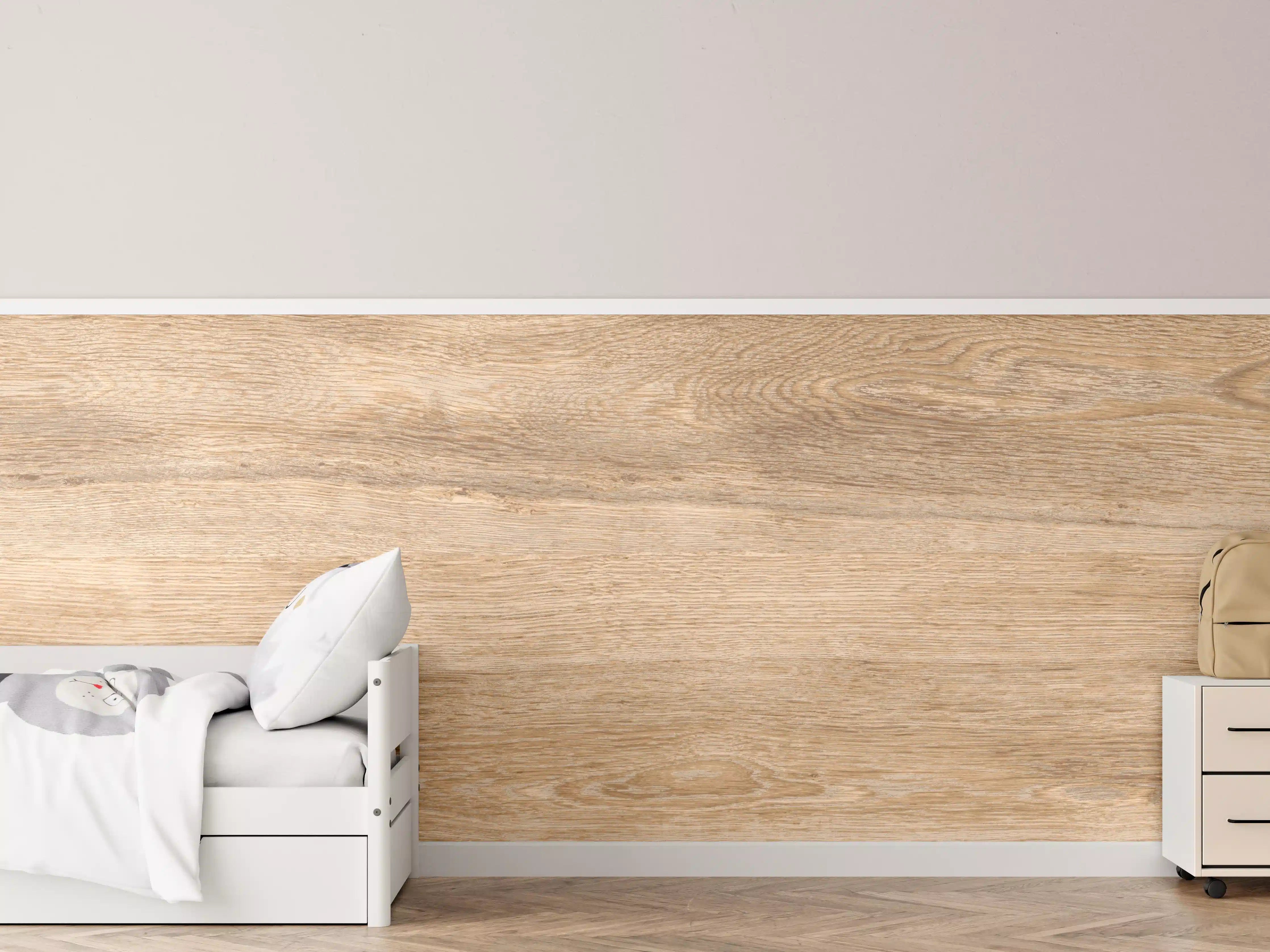 Kinderzimmer Wandgestaltung - Natürliche Holzoptik mit warmer Textur