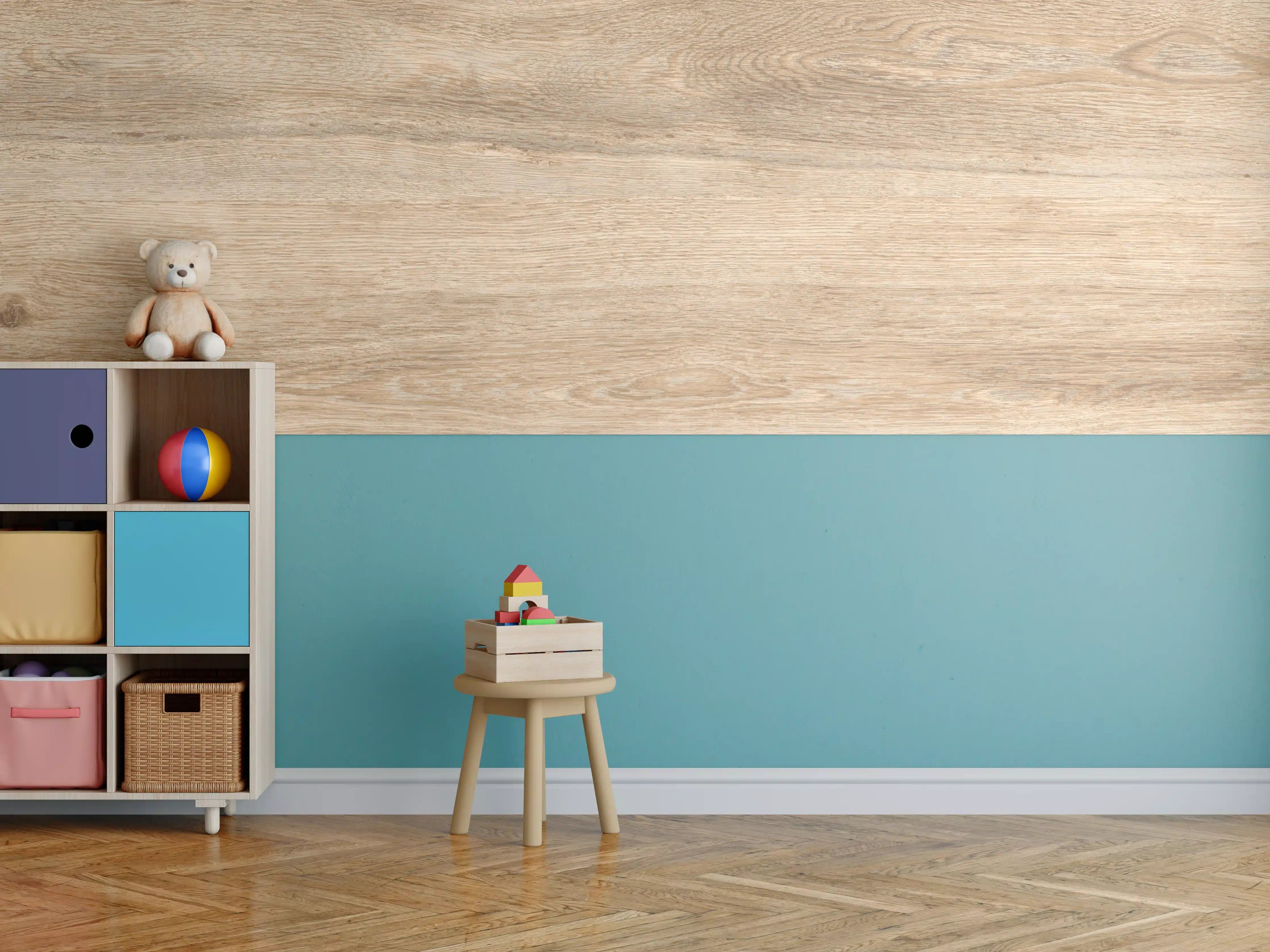 Kinderzimmer Wandgestaltung - Natürliche Holzoptik mit warmer Textur