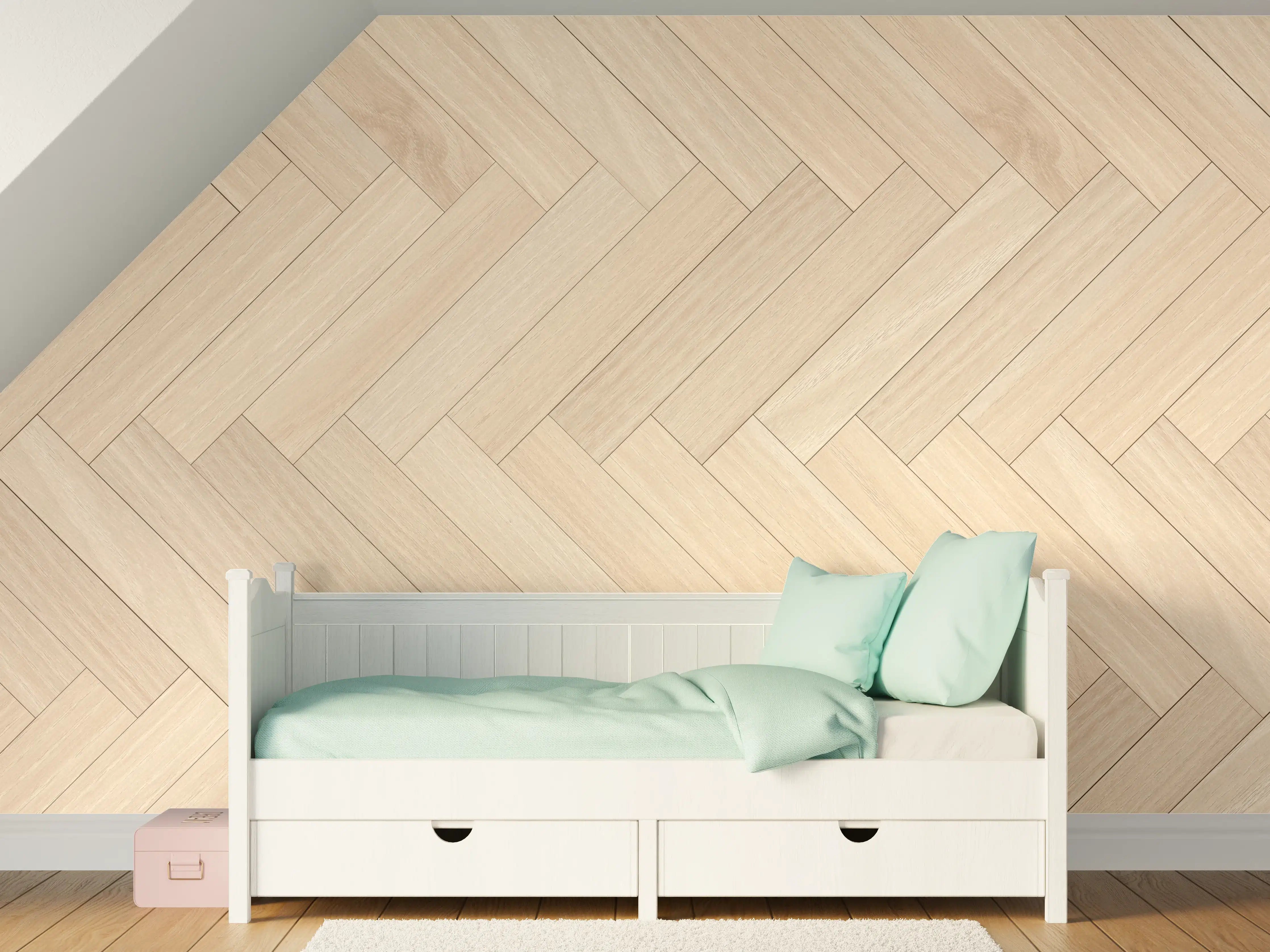Kinderzimmer Wandgestaltung - Natürliche Holztextur - Beige