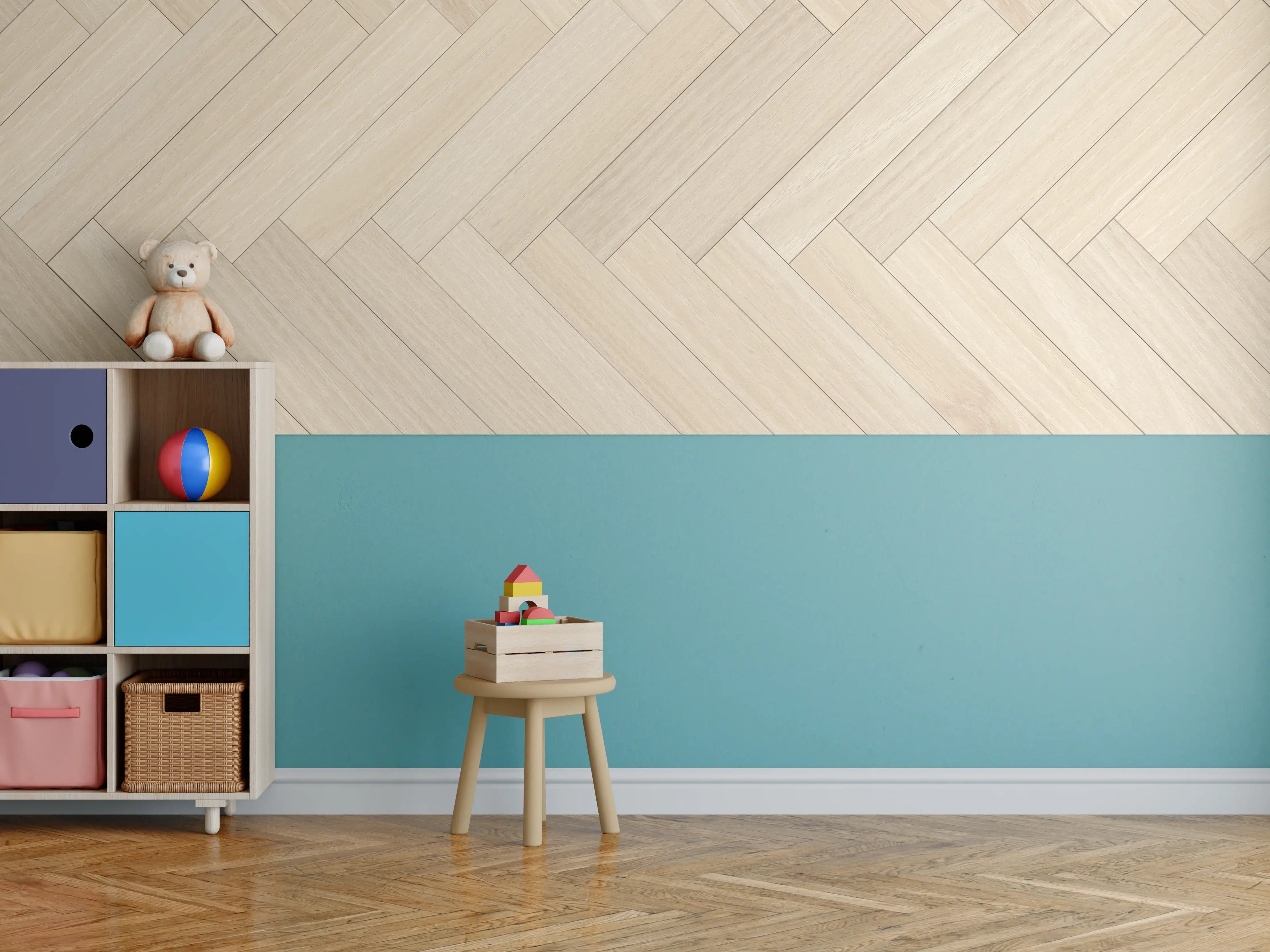 Kinderzimmer Wandgestaltung - Natürliche Holztextur - Beige