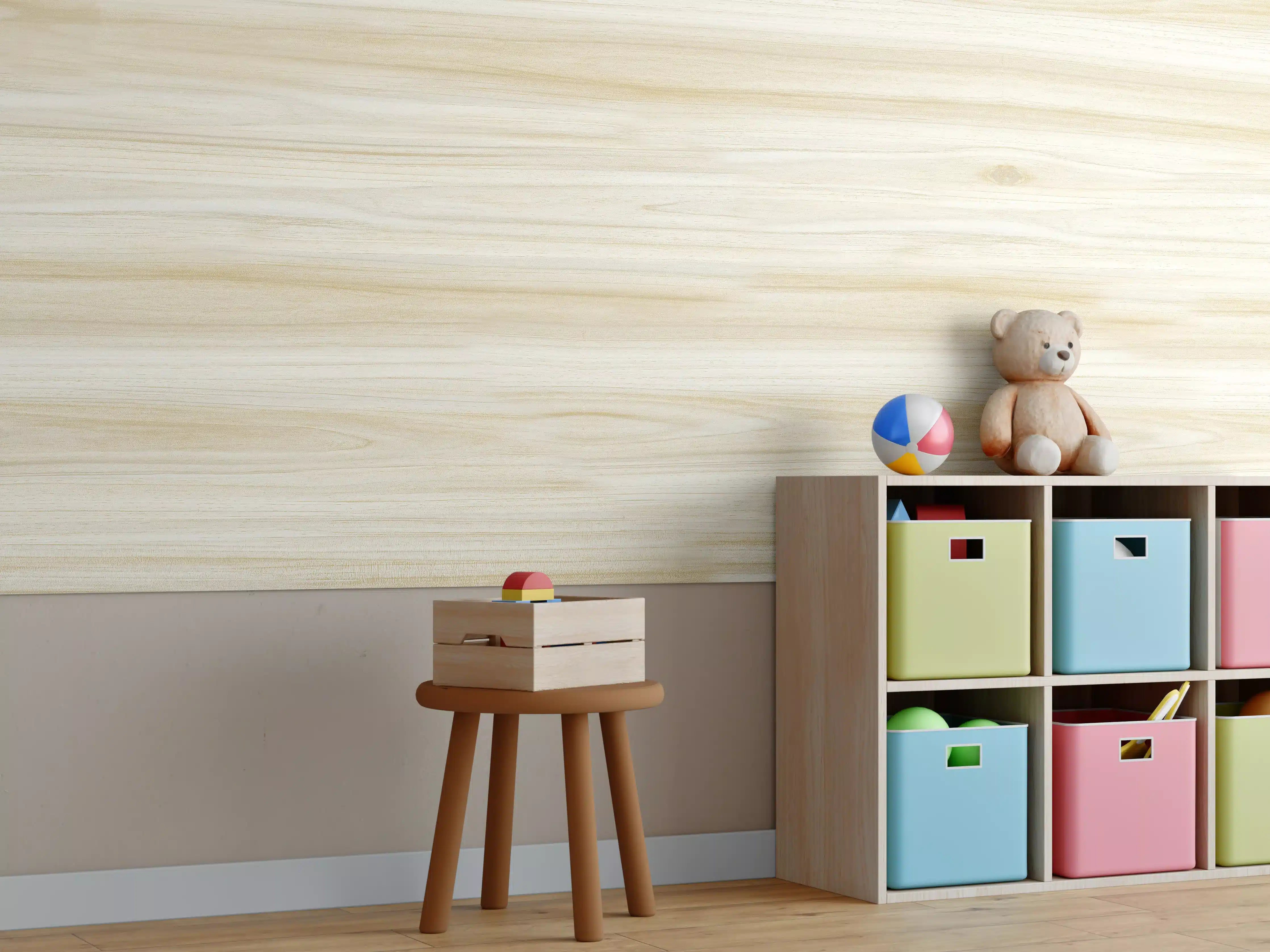 Kinderzimmer Wandgestaltung - Natürliche Holztextur