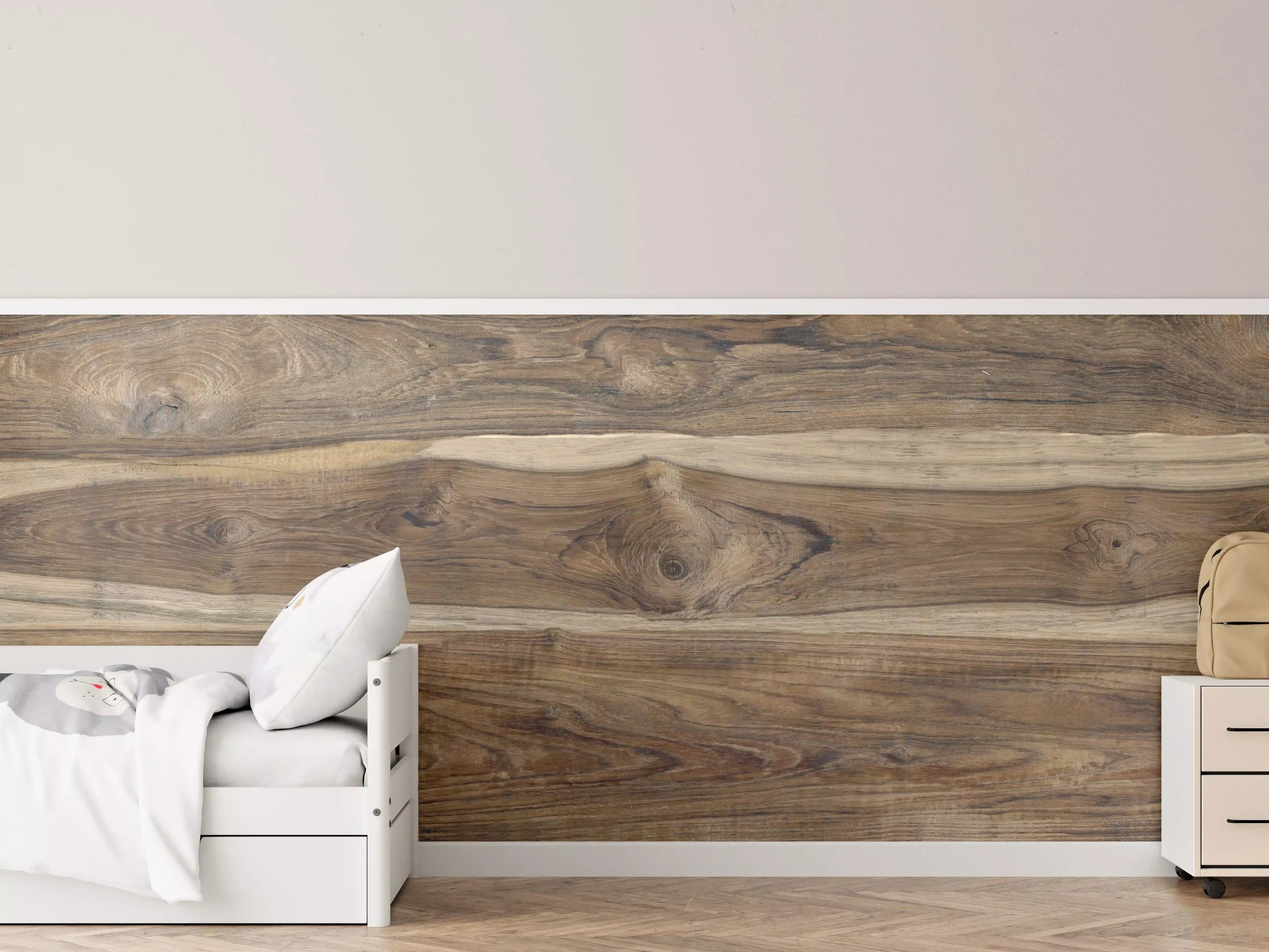 Kinderzimmer Wandgestaltung - Natürliche Holztöne mit warmer Maserung