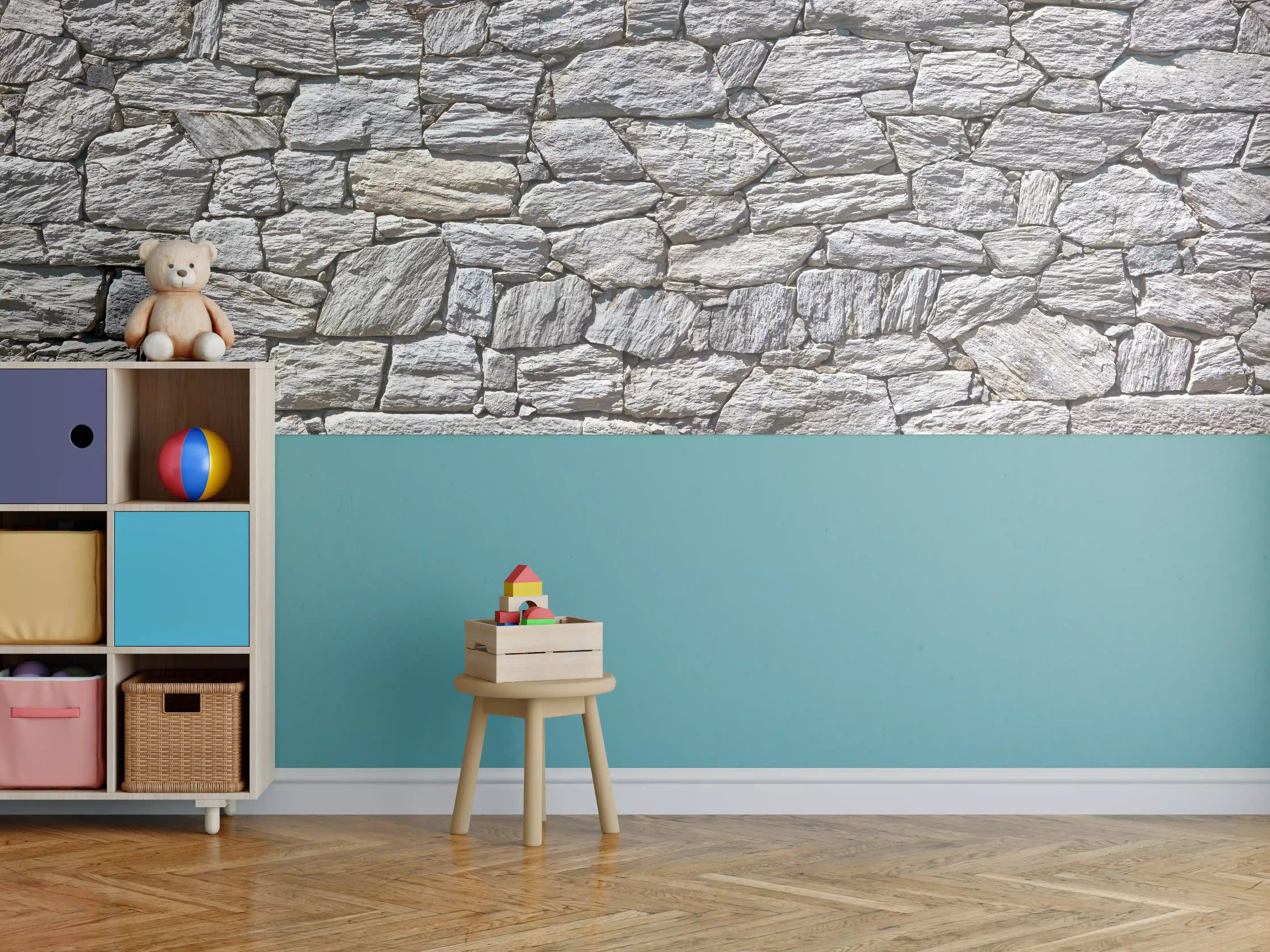 Kinderzimmer Wandgestaltung - Natürliche Steinmauer