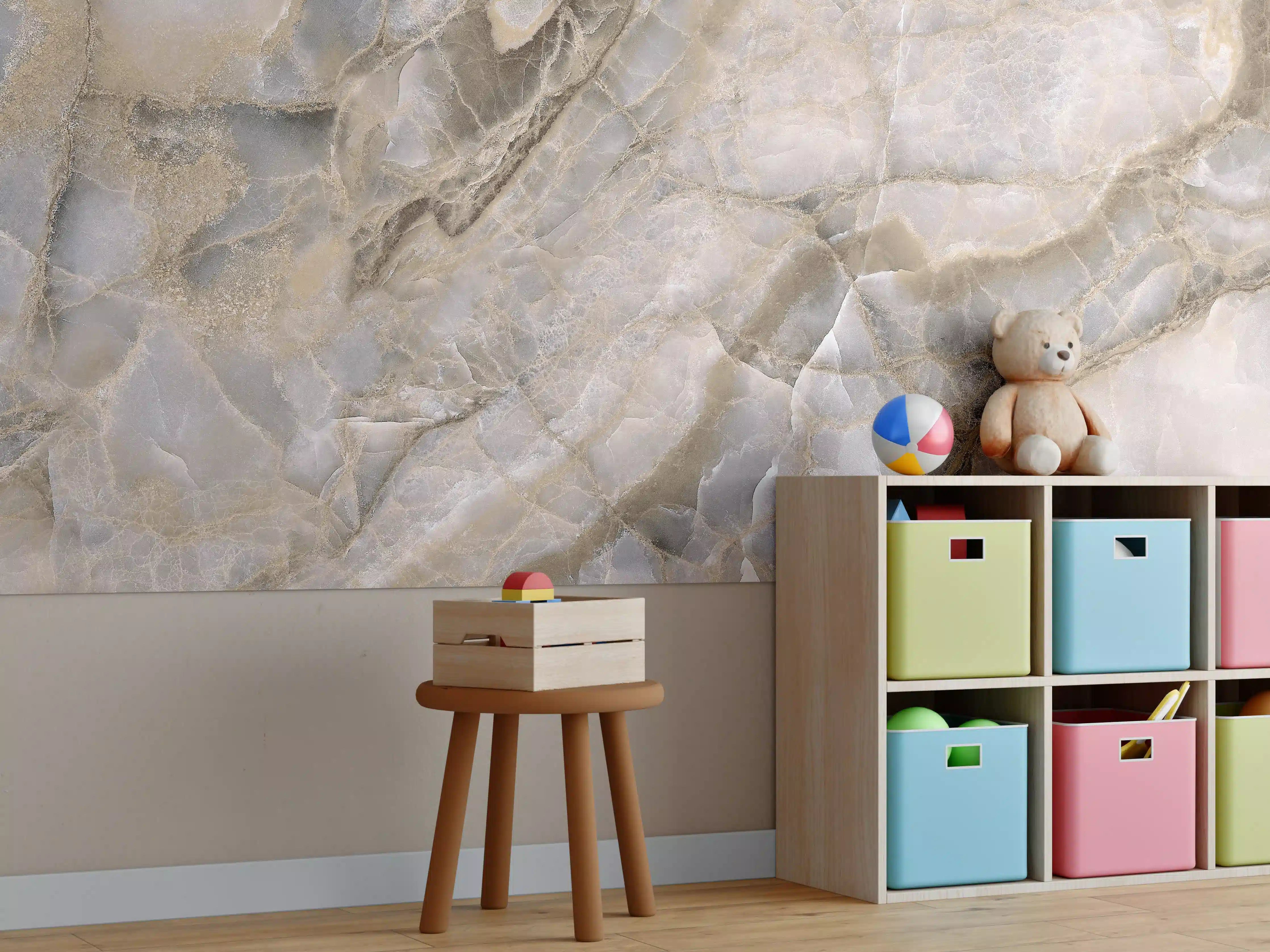 Kinderzimmer Wandgestaltung - Natürliche graue Onyx Oberfläche