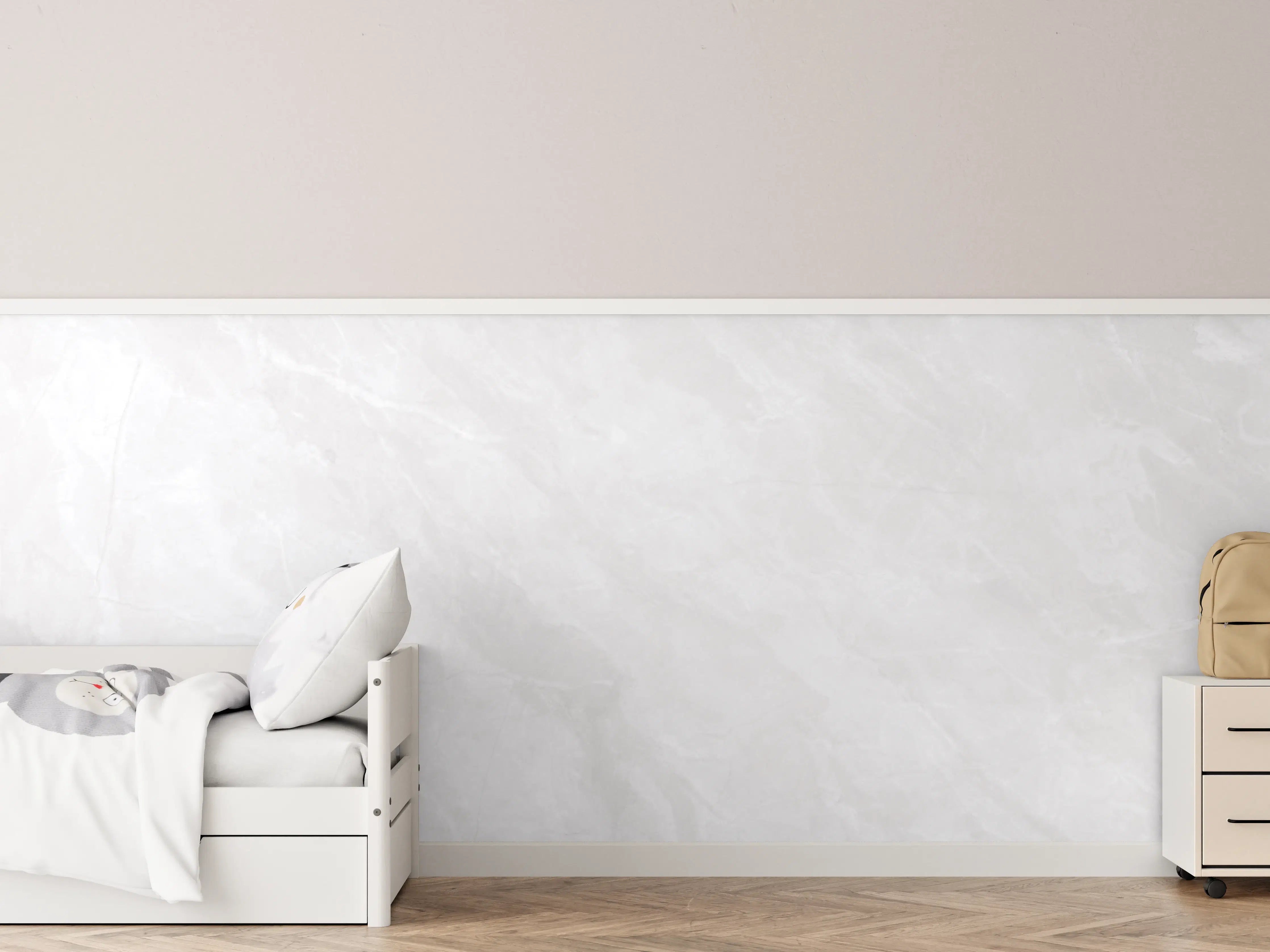 Kinderzimmer Wandgestaltung - Natürliche weiße Marmortextur