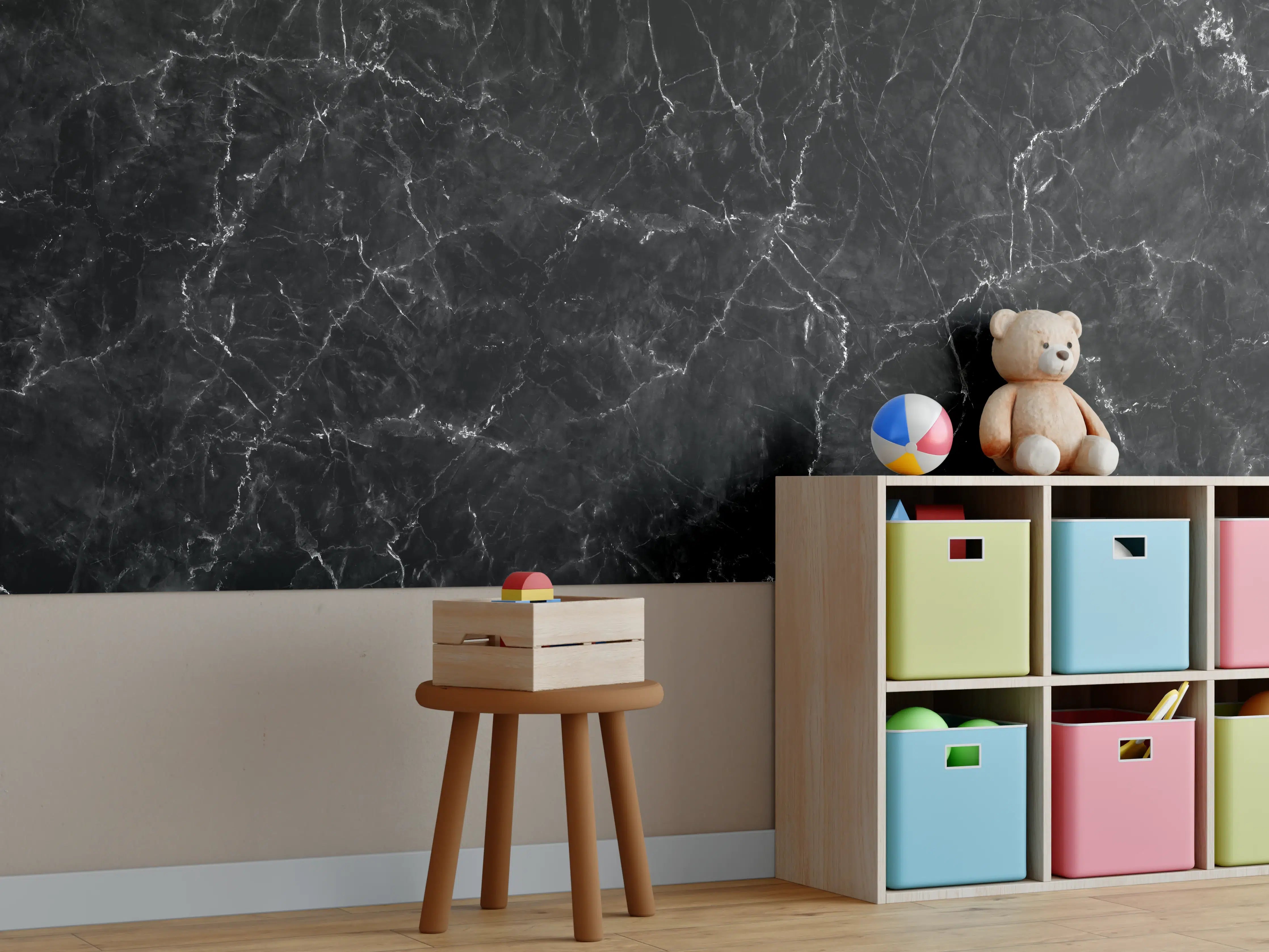 Kinderzimmer Wandgestaltung - Natürlicher schwarzer Marmor
