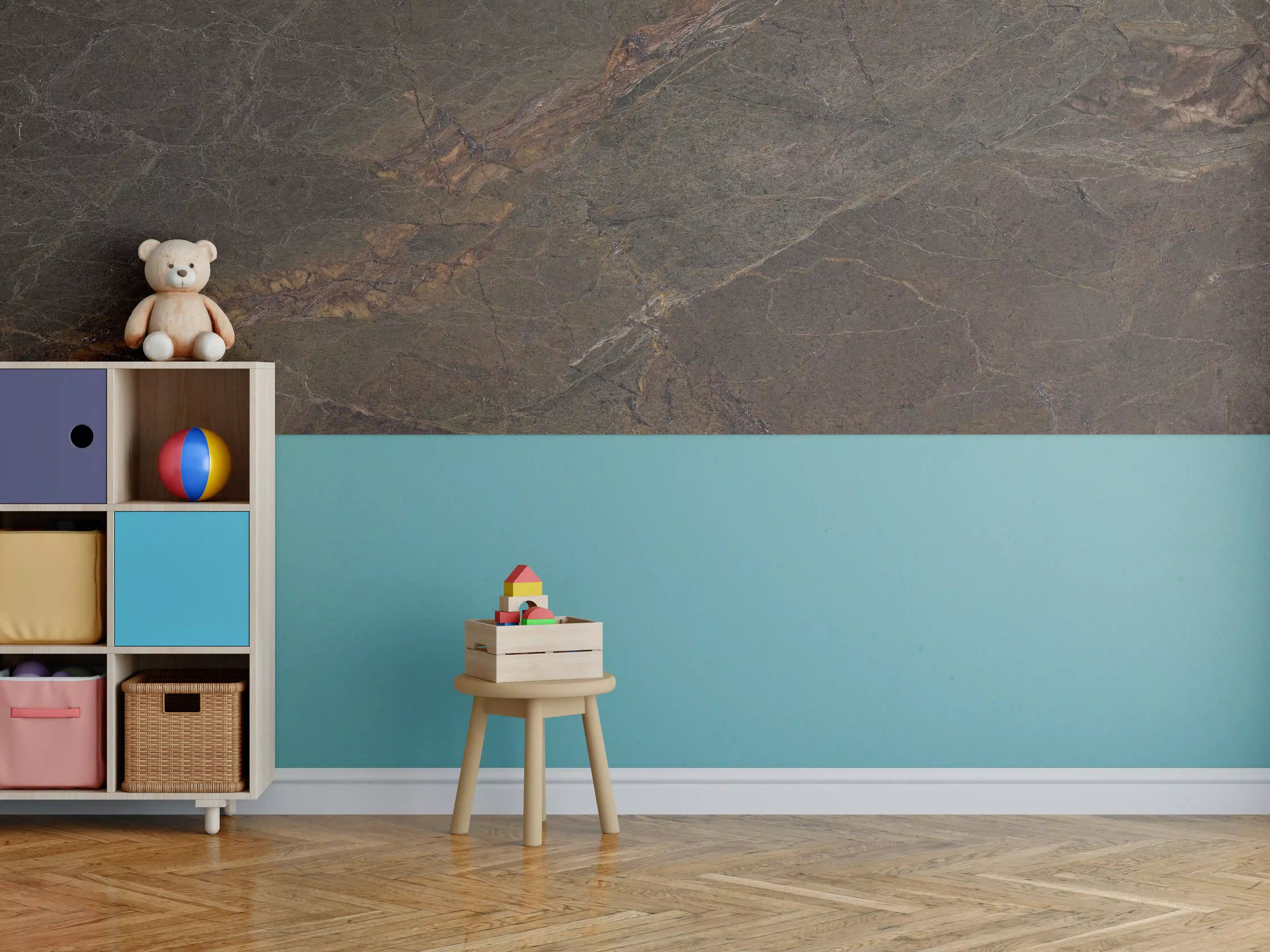 Kinderzimmer Wandgestaltung - Natürliches Mamorstein Design