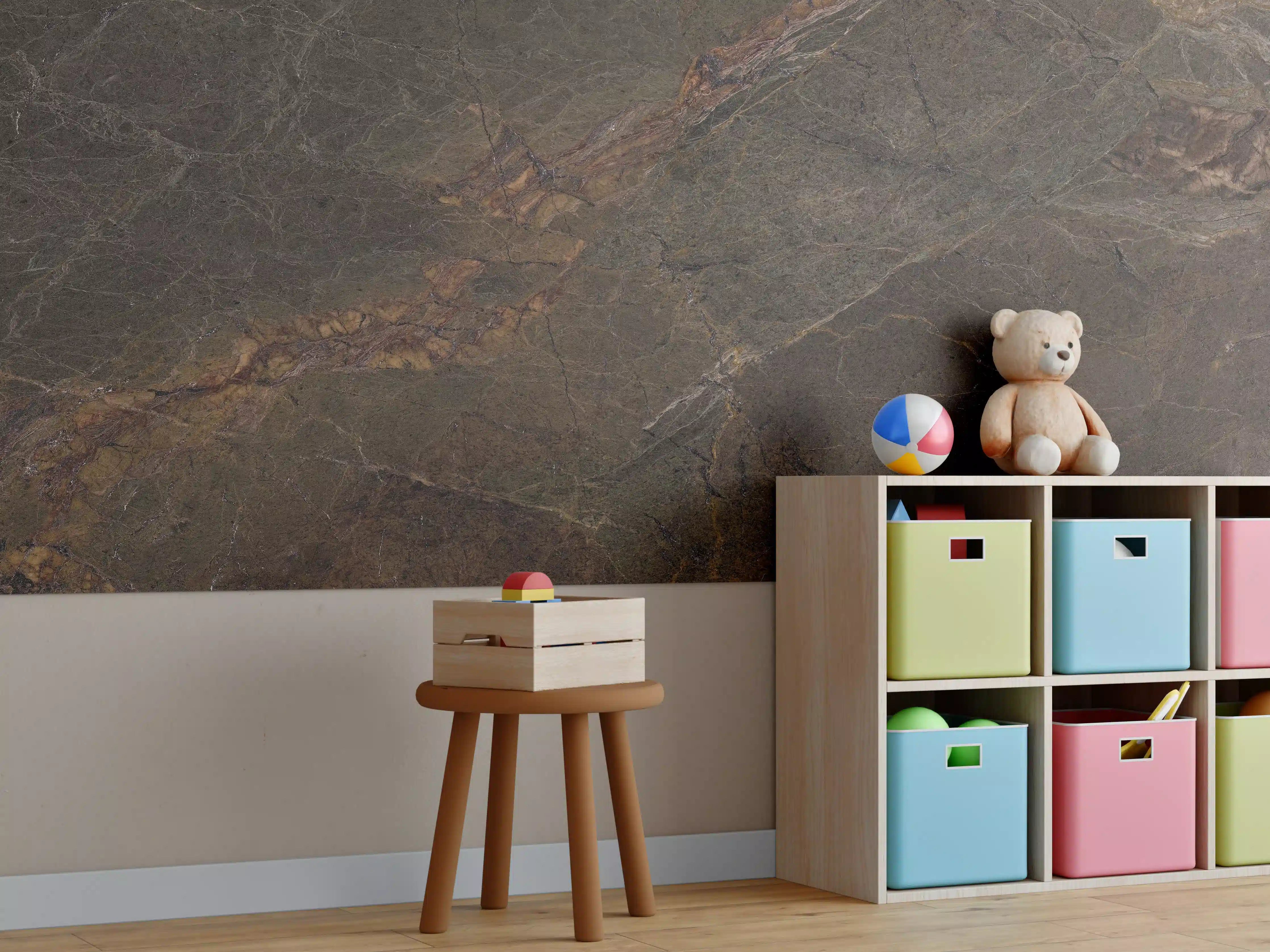 Kinderzimmer Wandgestaltung - Natürliches Mamorstein Design