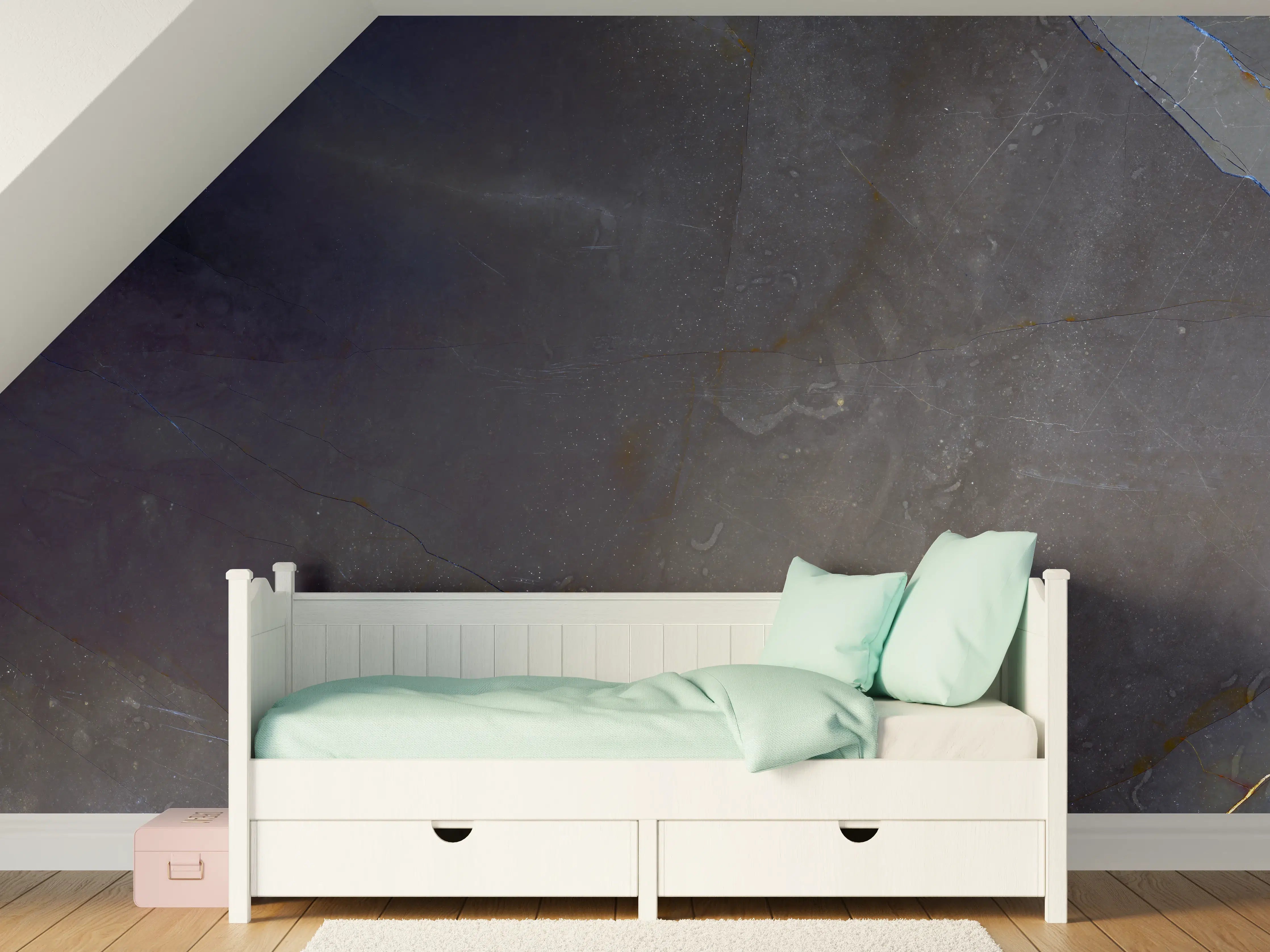 Kinderzimmer Wandgestaltung - Natürliches blaues Marmormuster