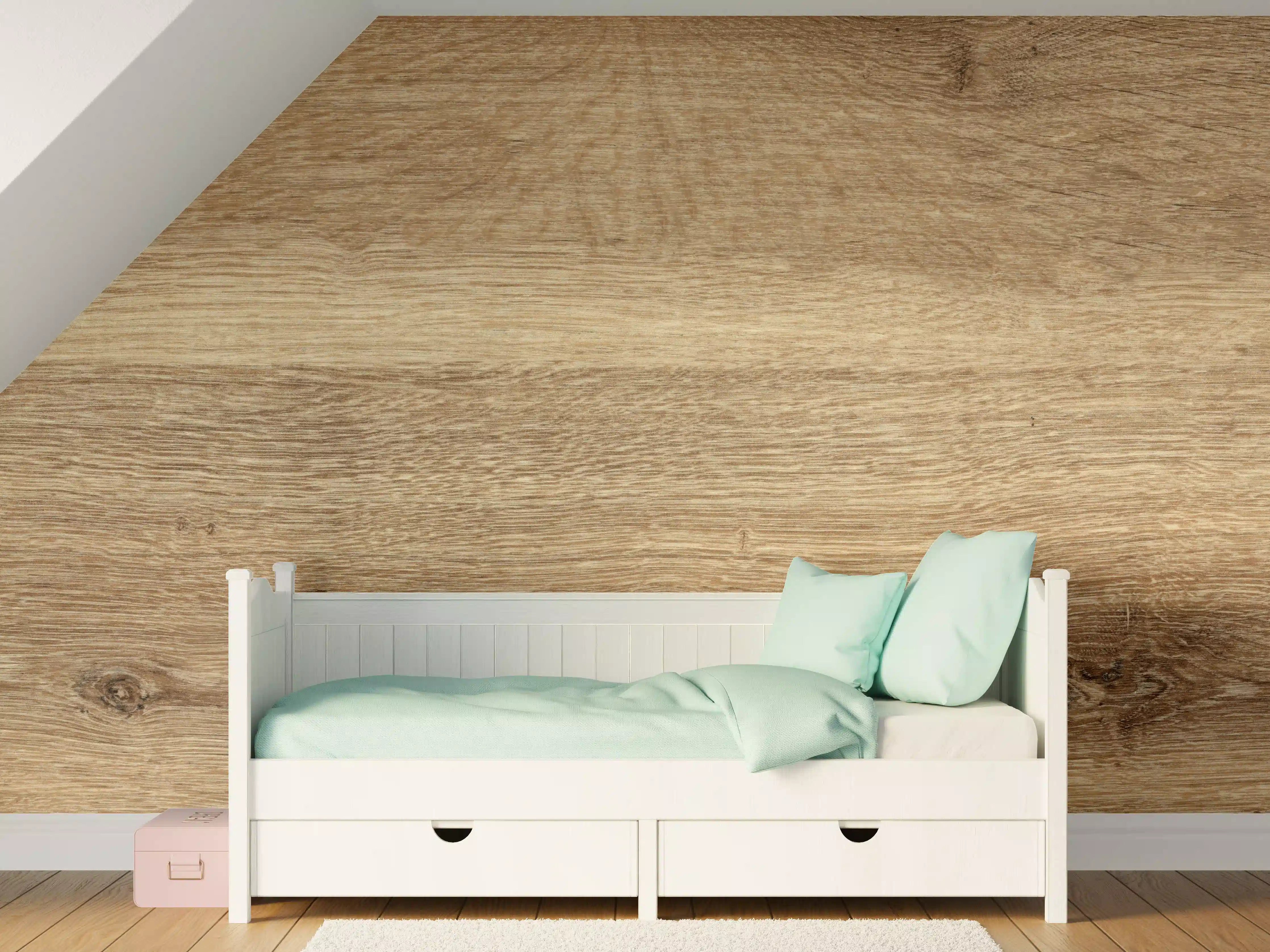 Kinderzimmer Wandgestaltung - Naturbraune Altholztextur 2