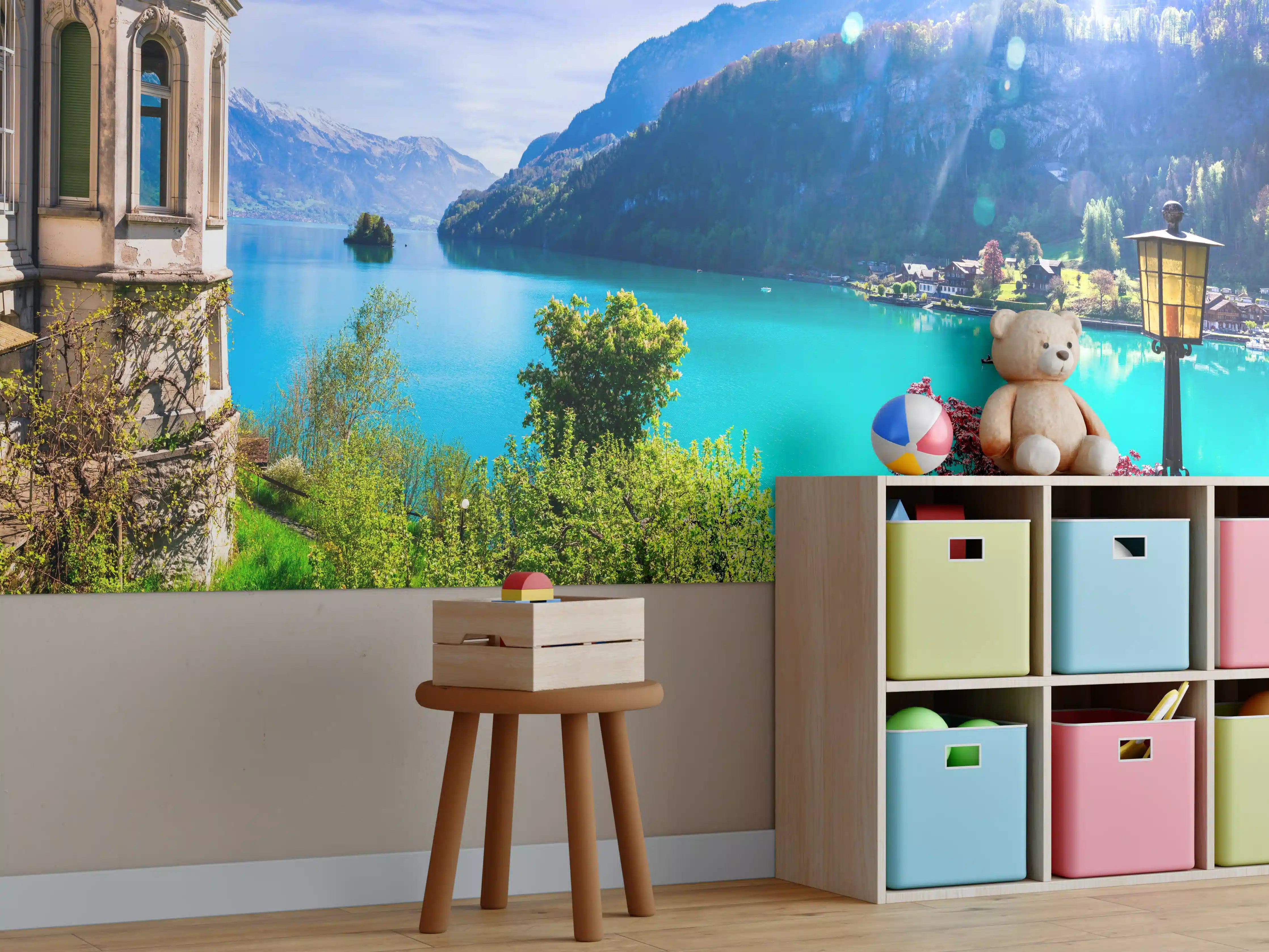Kinderzimmer Wandgestaltung - Naturkulisse des Brienzersees - Schweiz