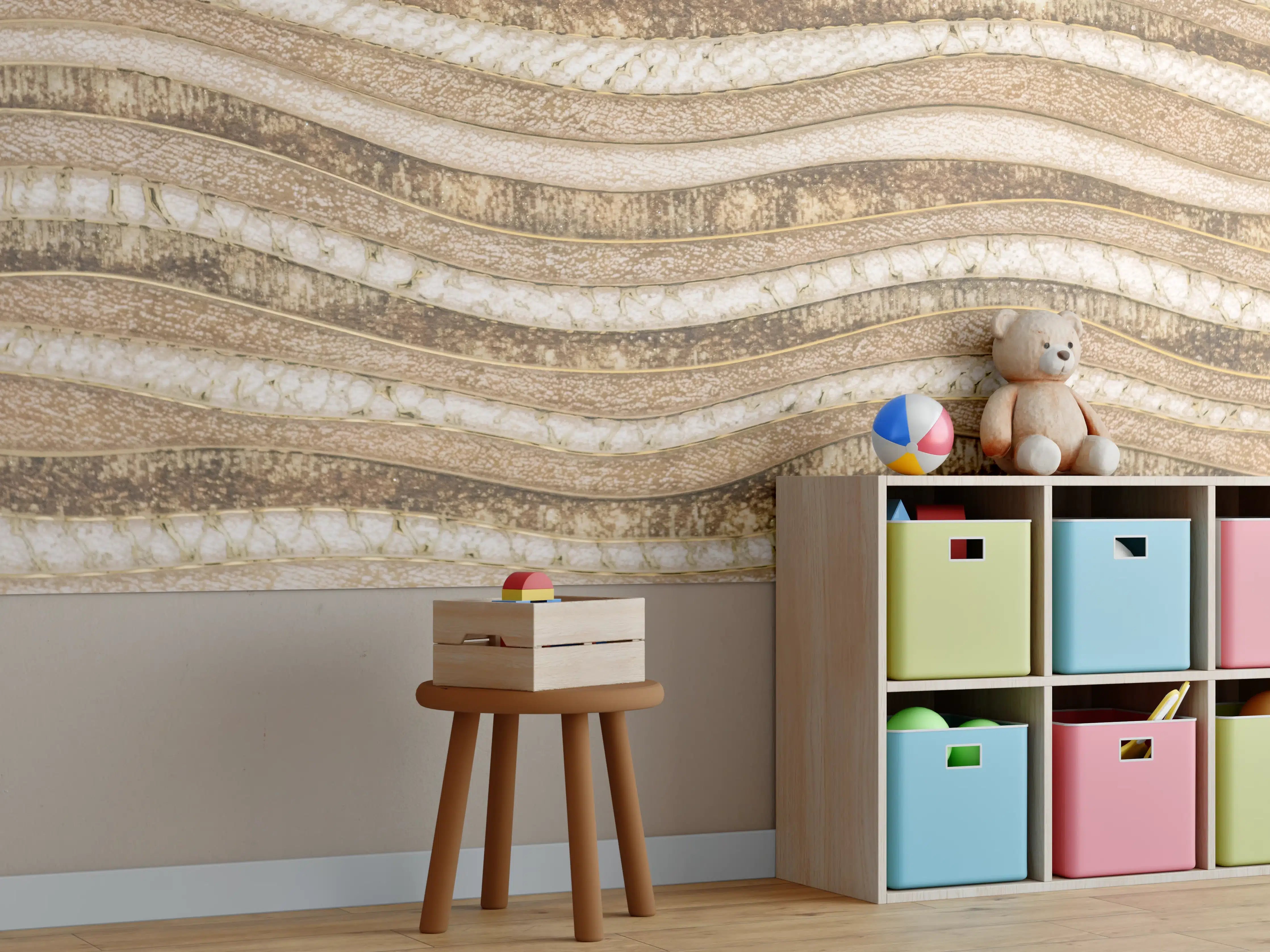 Kinderzimmer Wandgestaltung - Naturstein mit erdigen Tönen
