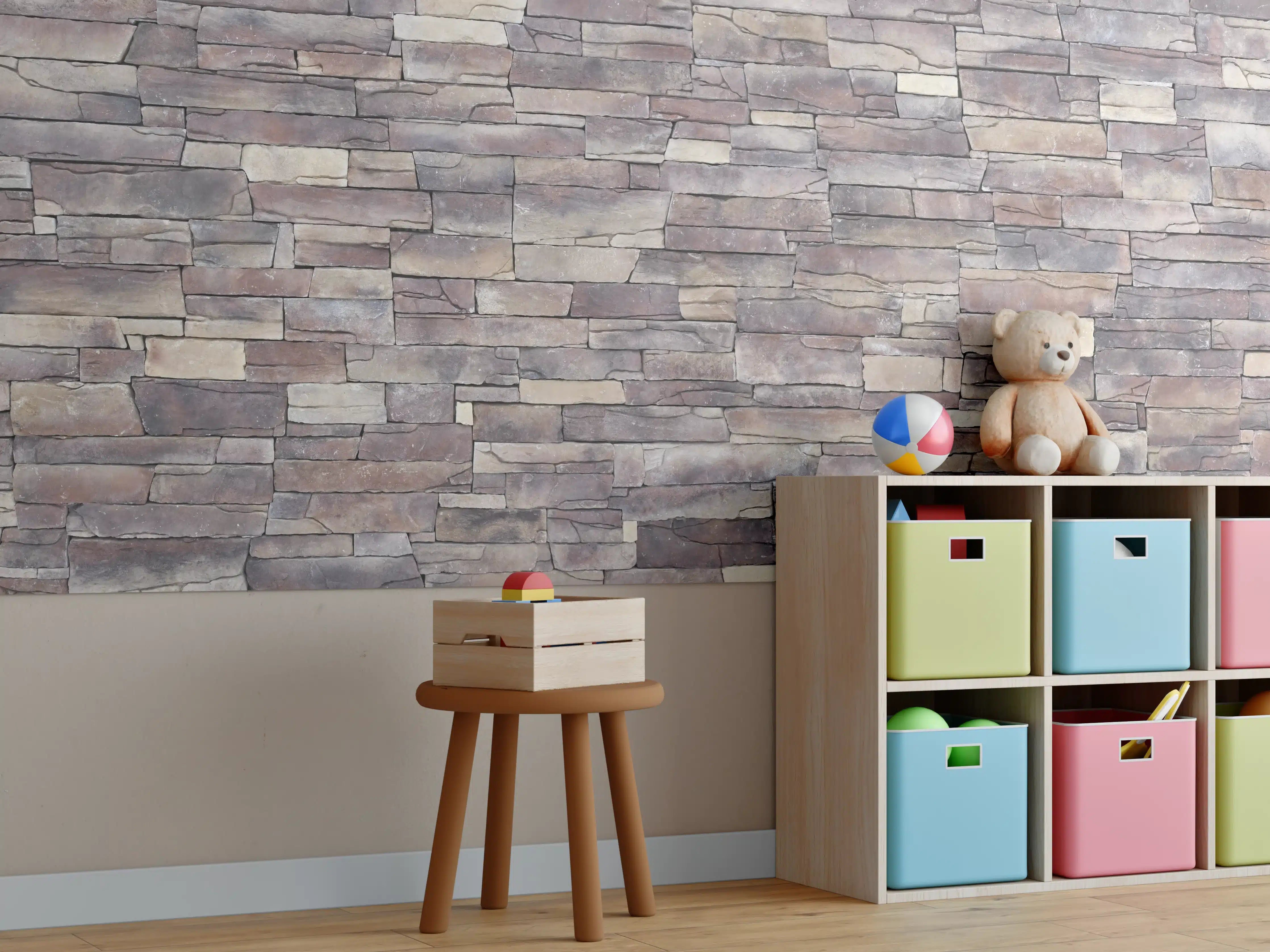 Kinderzimmer Wandgestaltung - Natursteinmauer aus Sandstein