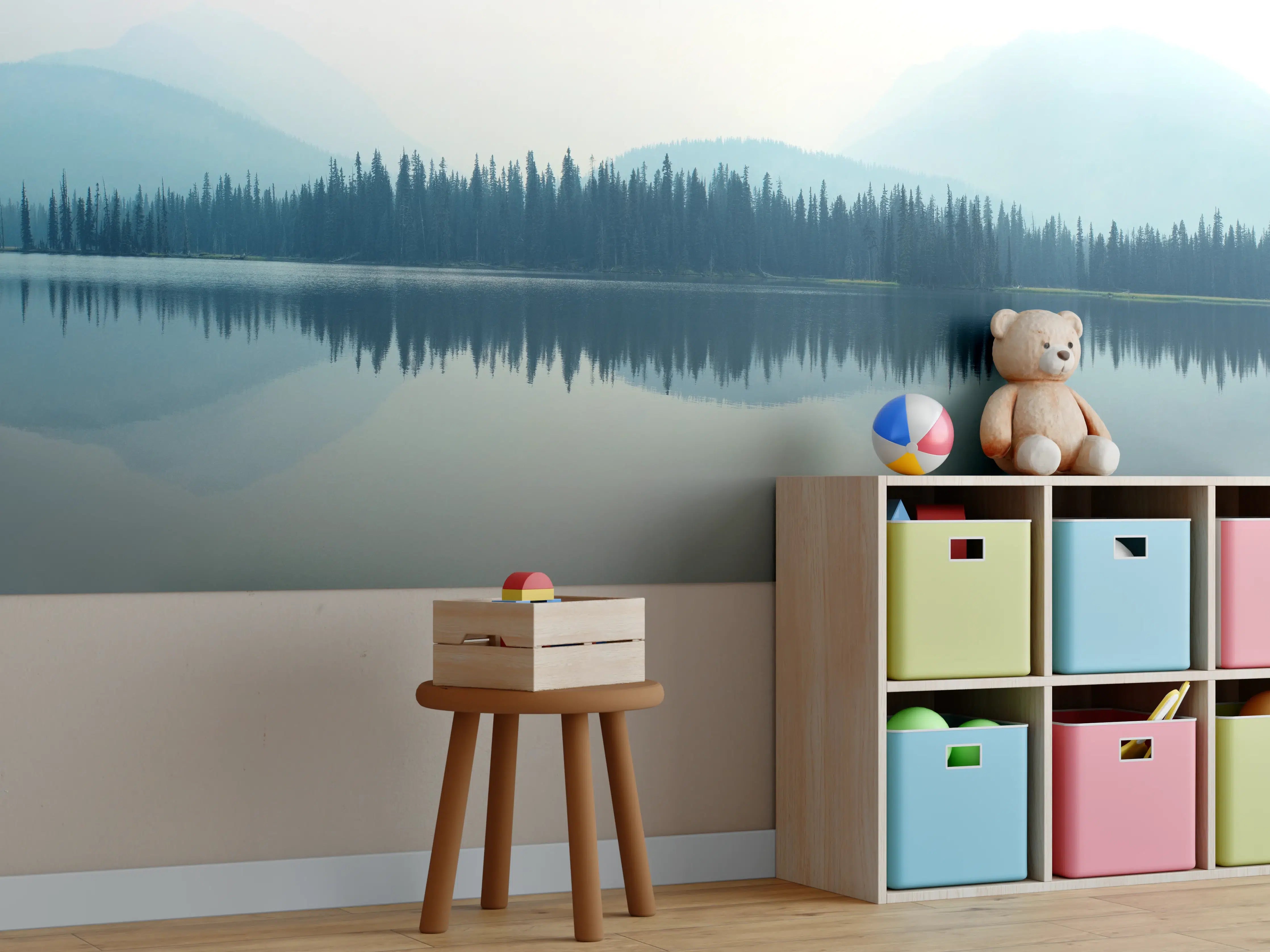 Kinderzimmer Wandgestaltung - Nebliger Bergsee