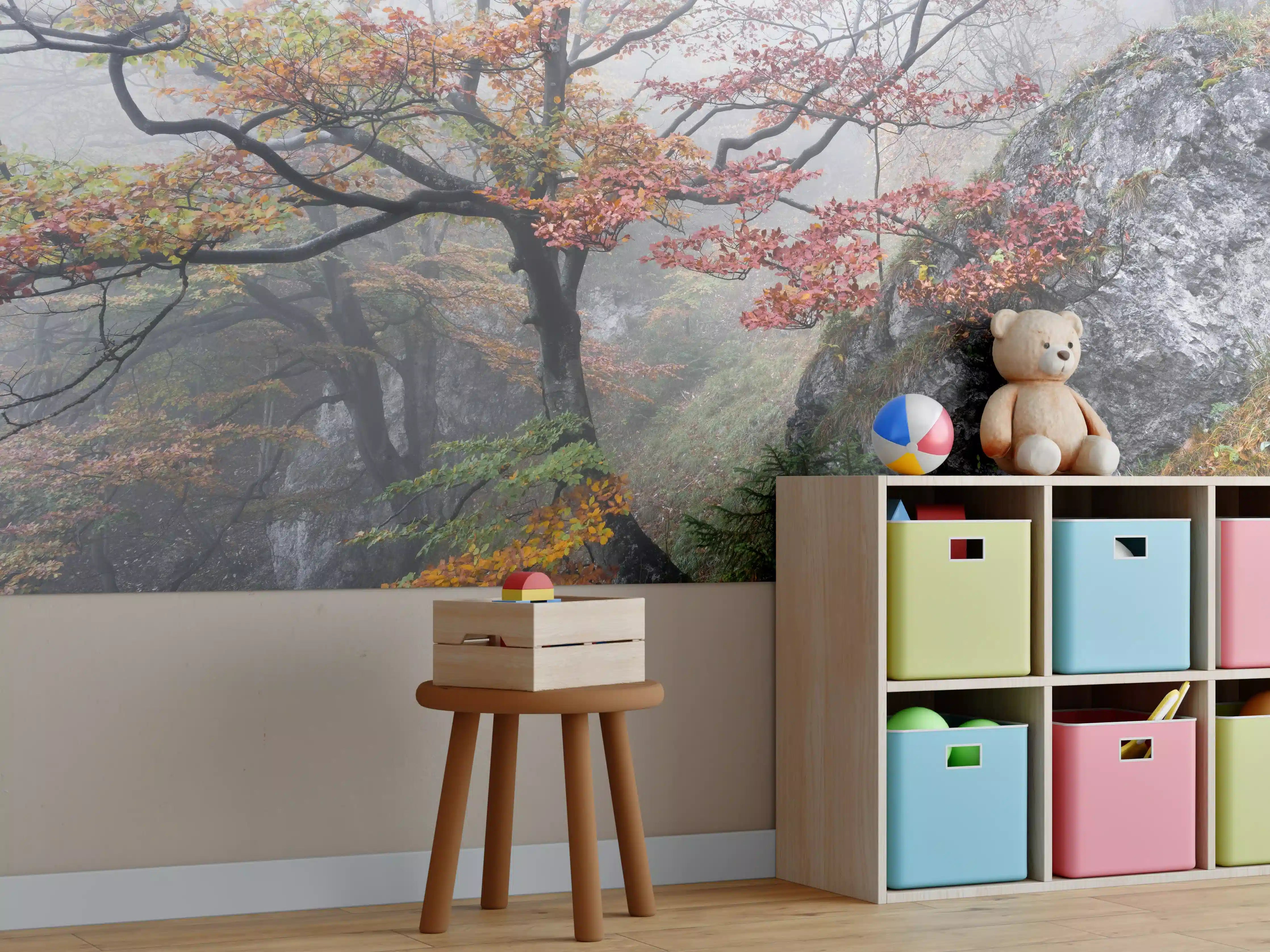 Kinderzimmer Wandgestaltung - Nebliger Wald - Slowakei