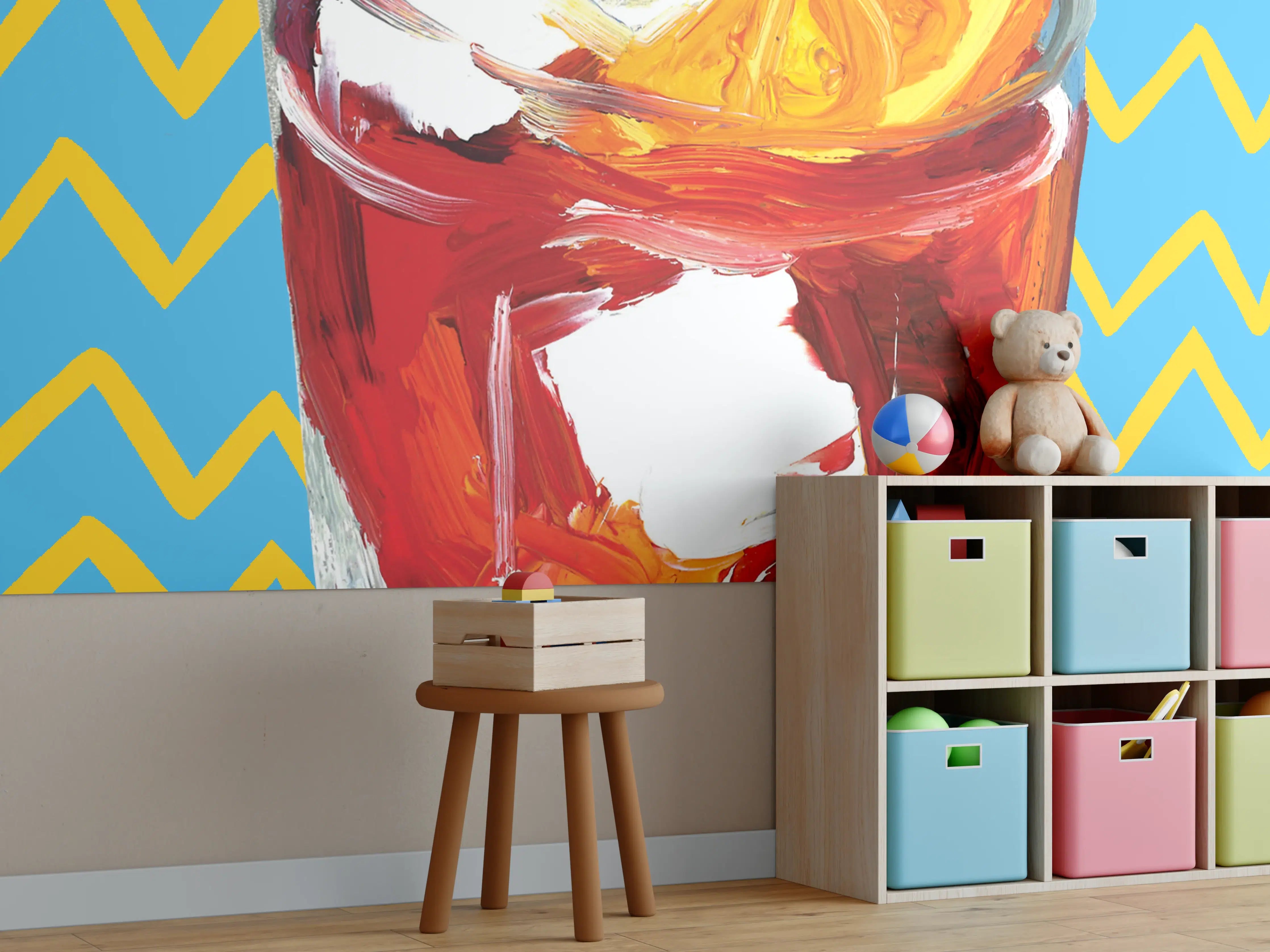 Kinderzimmer Wandgestaltung - Negroni Cocktail - Acryl Gemälde