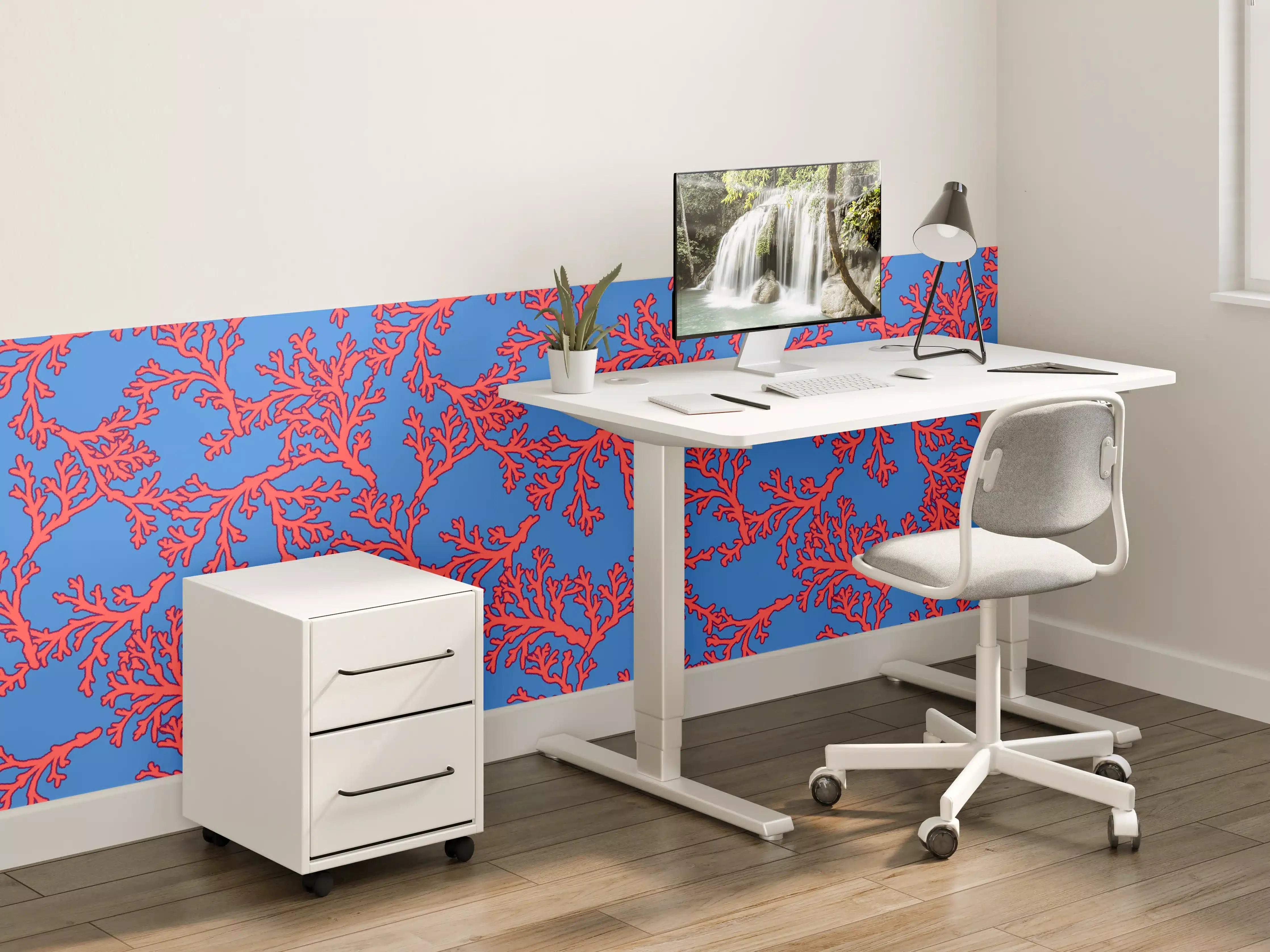 Kinderzimmer Wandgestaltung - Neon-Korallen Blau-Rot