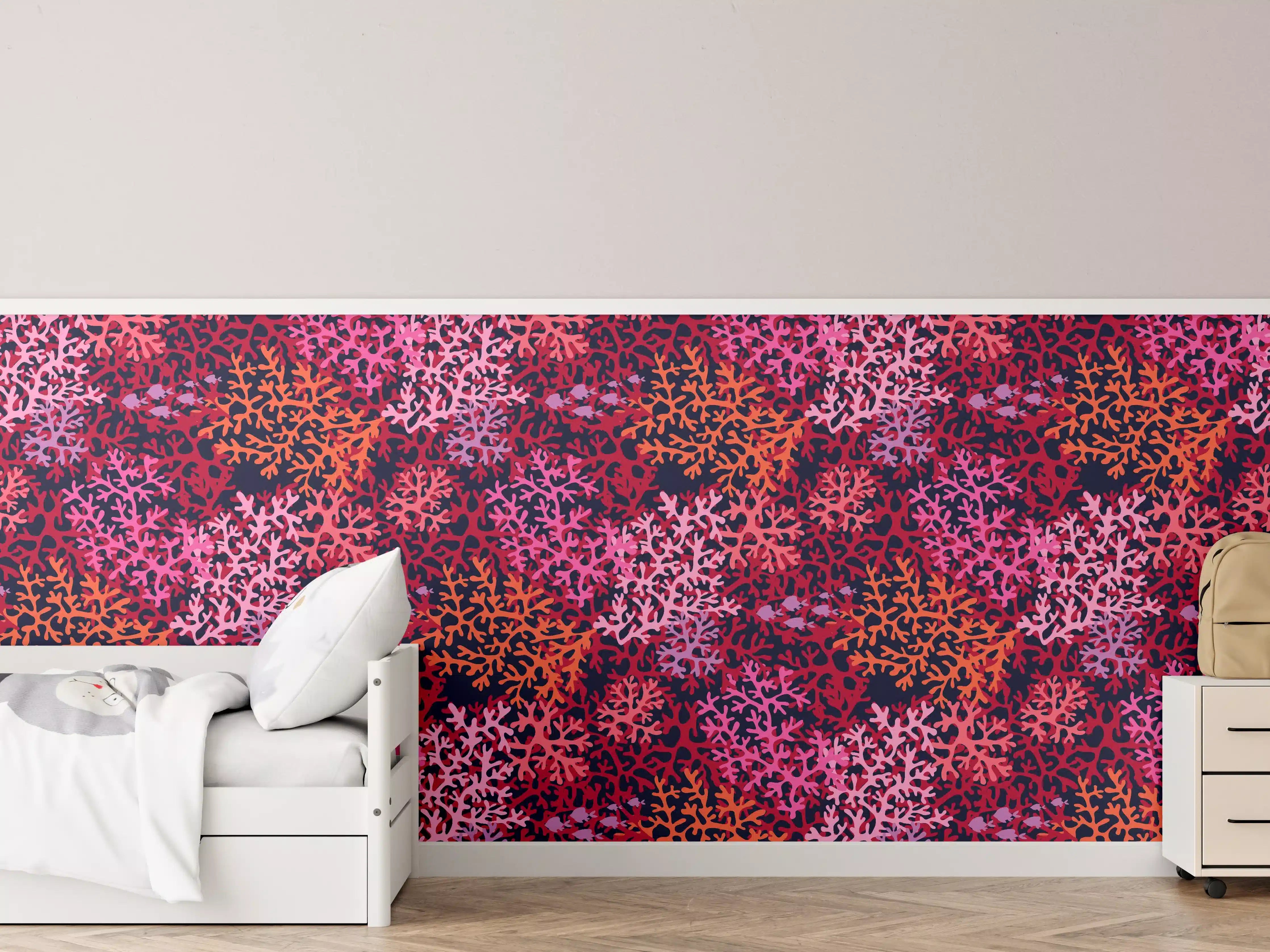Kinderzimmer Wandgestaltung - Neon-Korallen Pink Muster