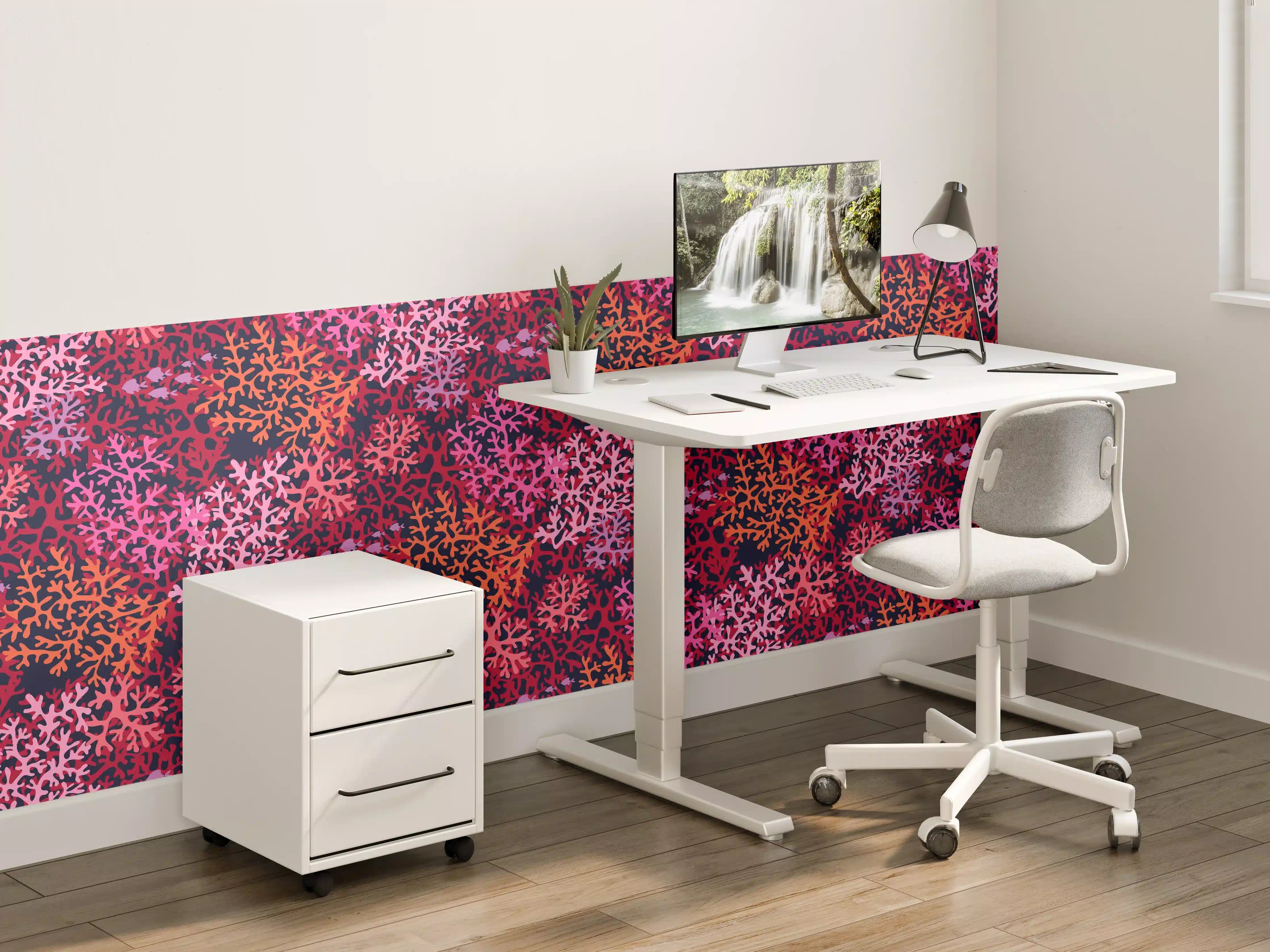 Kinderzimmer Wandgestaltung - Neon-Korallen Pink Muster