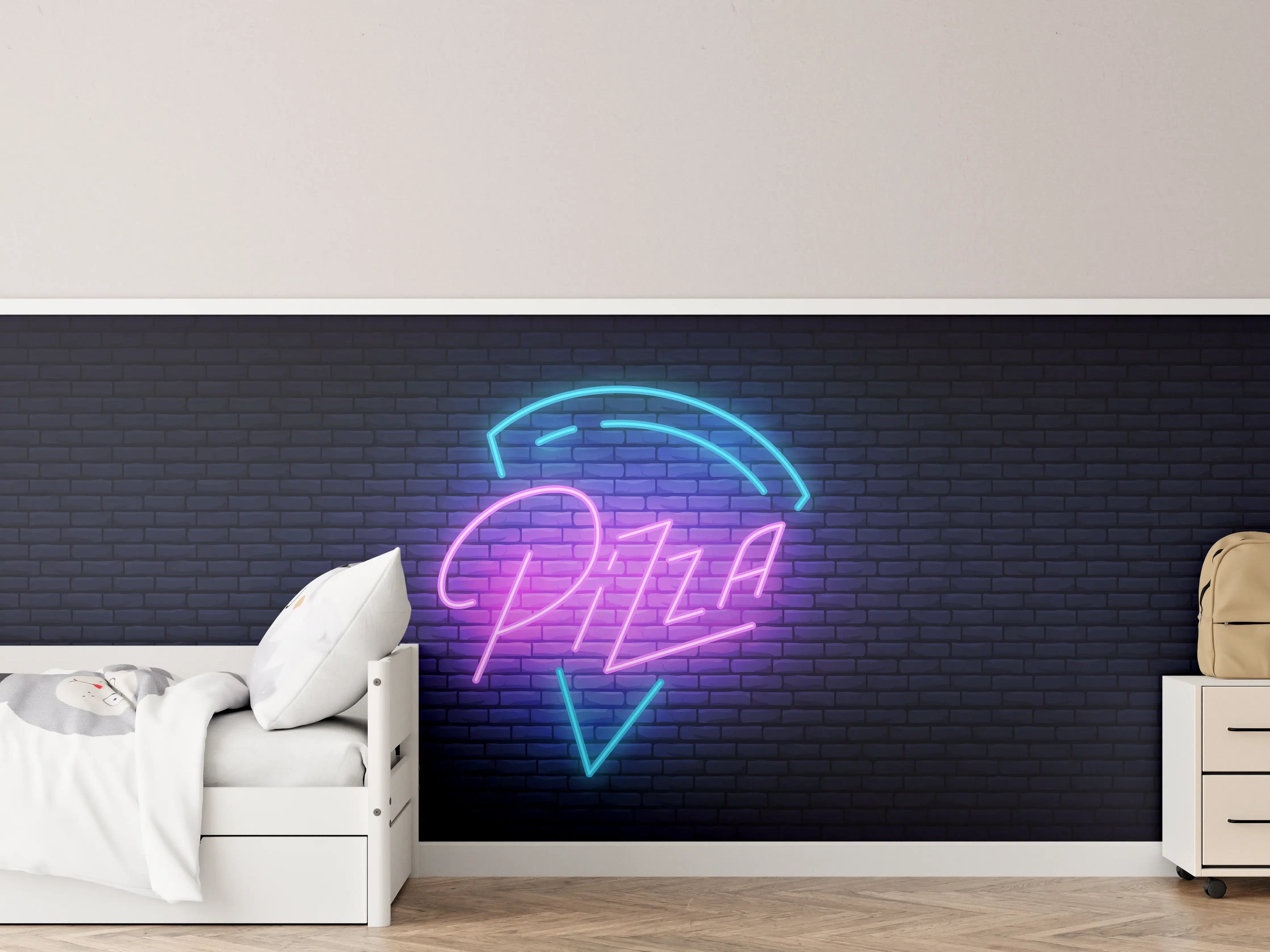 Kinderzimmer Wandgestaltung - Neon Pizza Schild