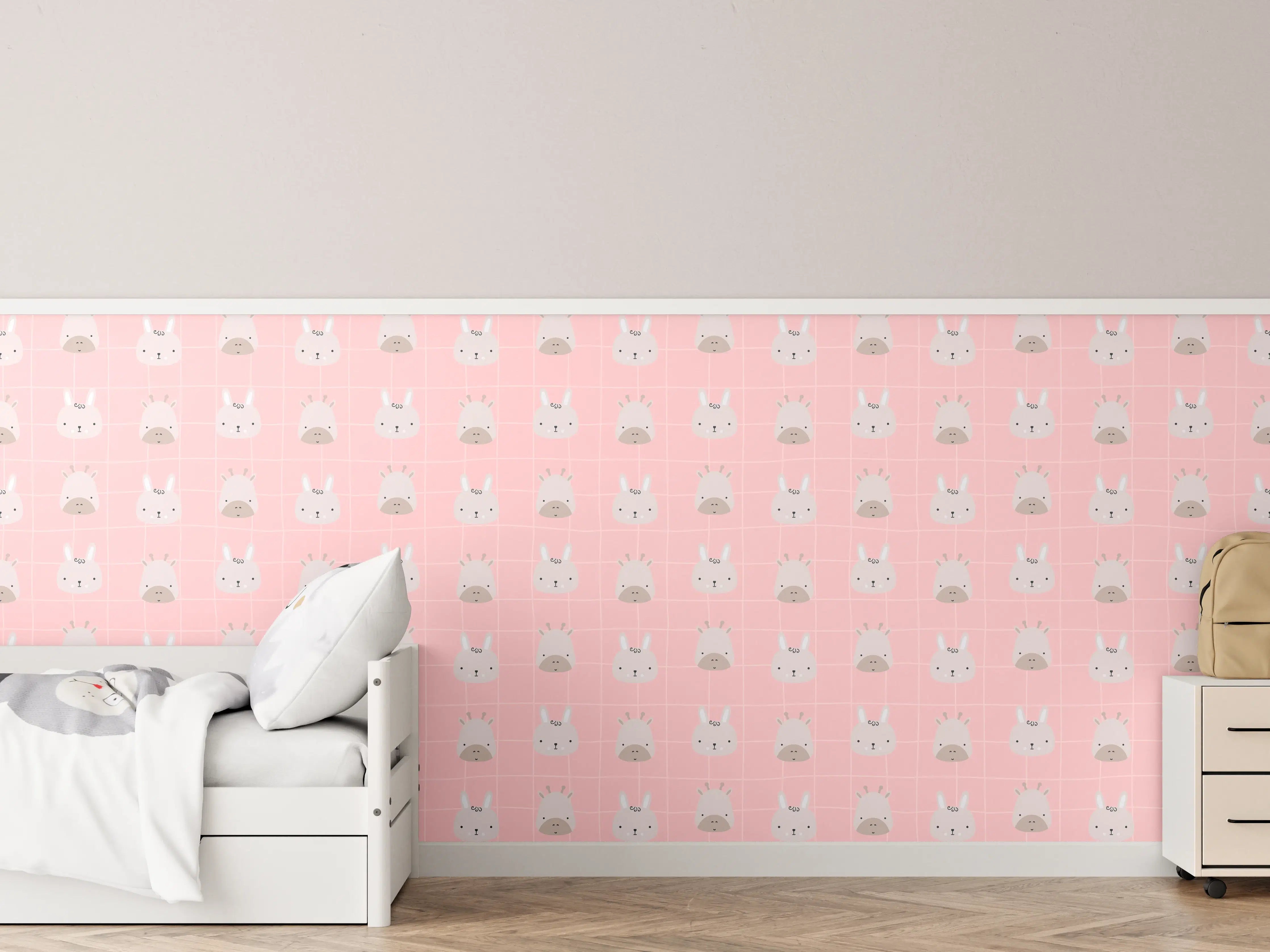 Kinderzimmer Wandgestaltung - Niedliches Katzen-Motiv in Pastellrosa