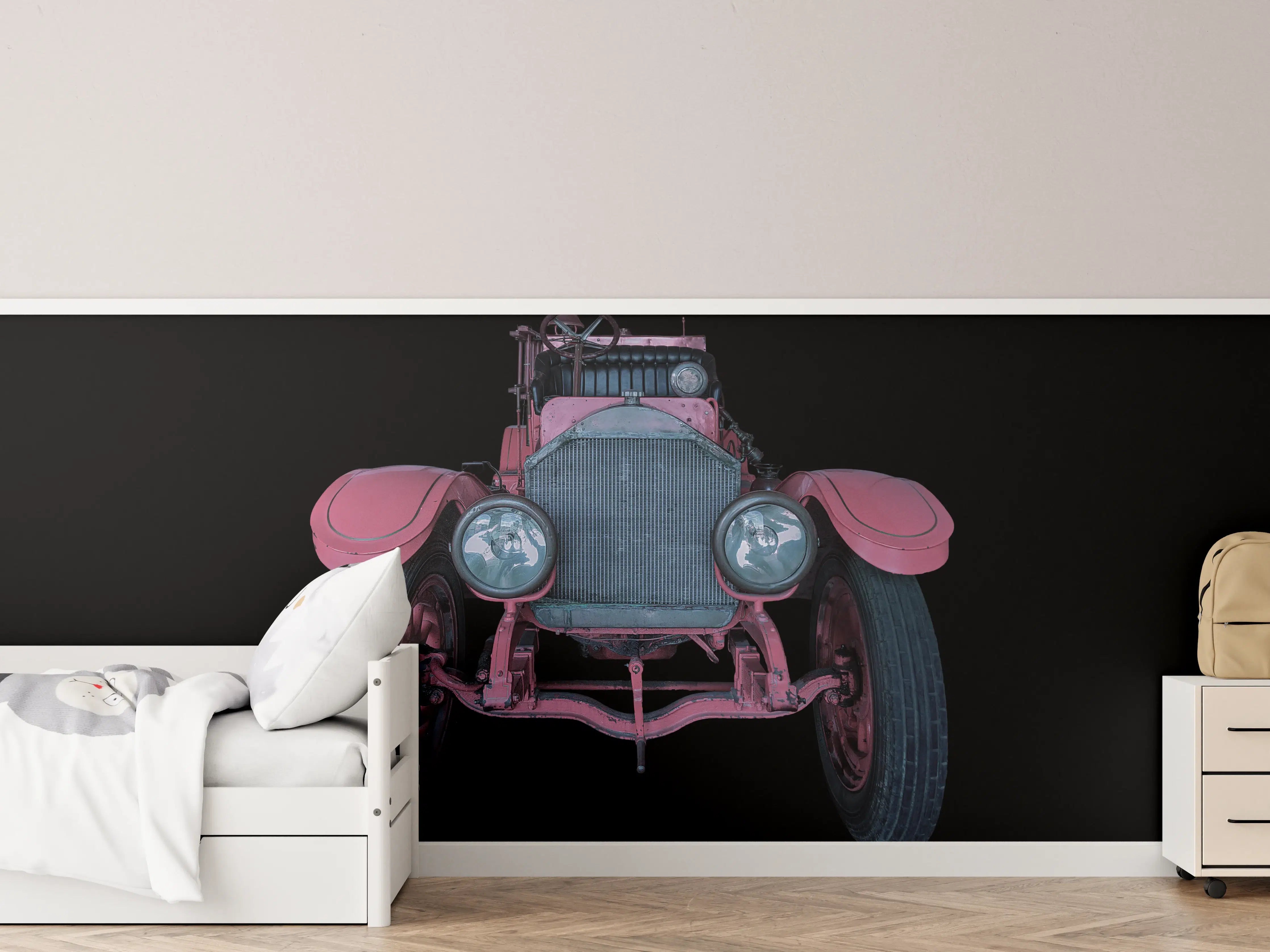 Kinderzimmer Wandgestaltung - Oldtimer isoliert auf Schwarz