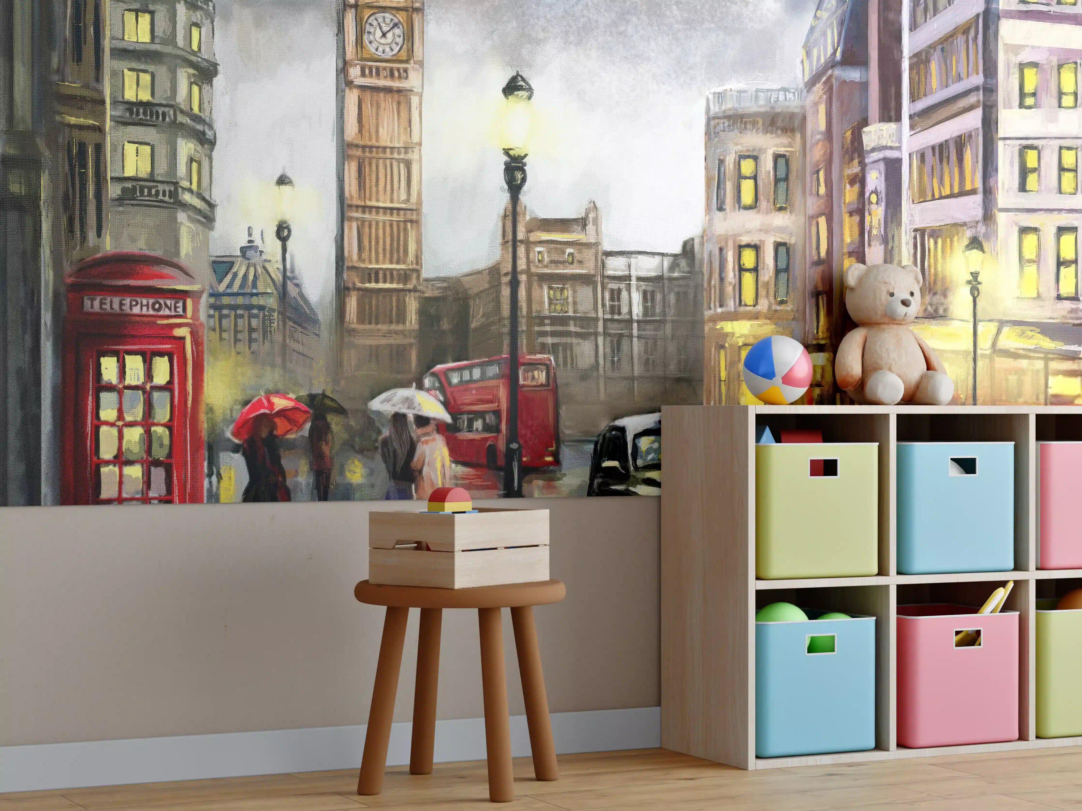 Kinderzimmer Wandgestaltung - Ölgemälde von Londoner Innenstadt