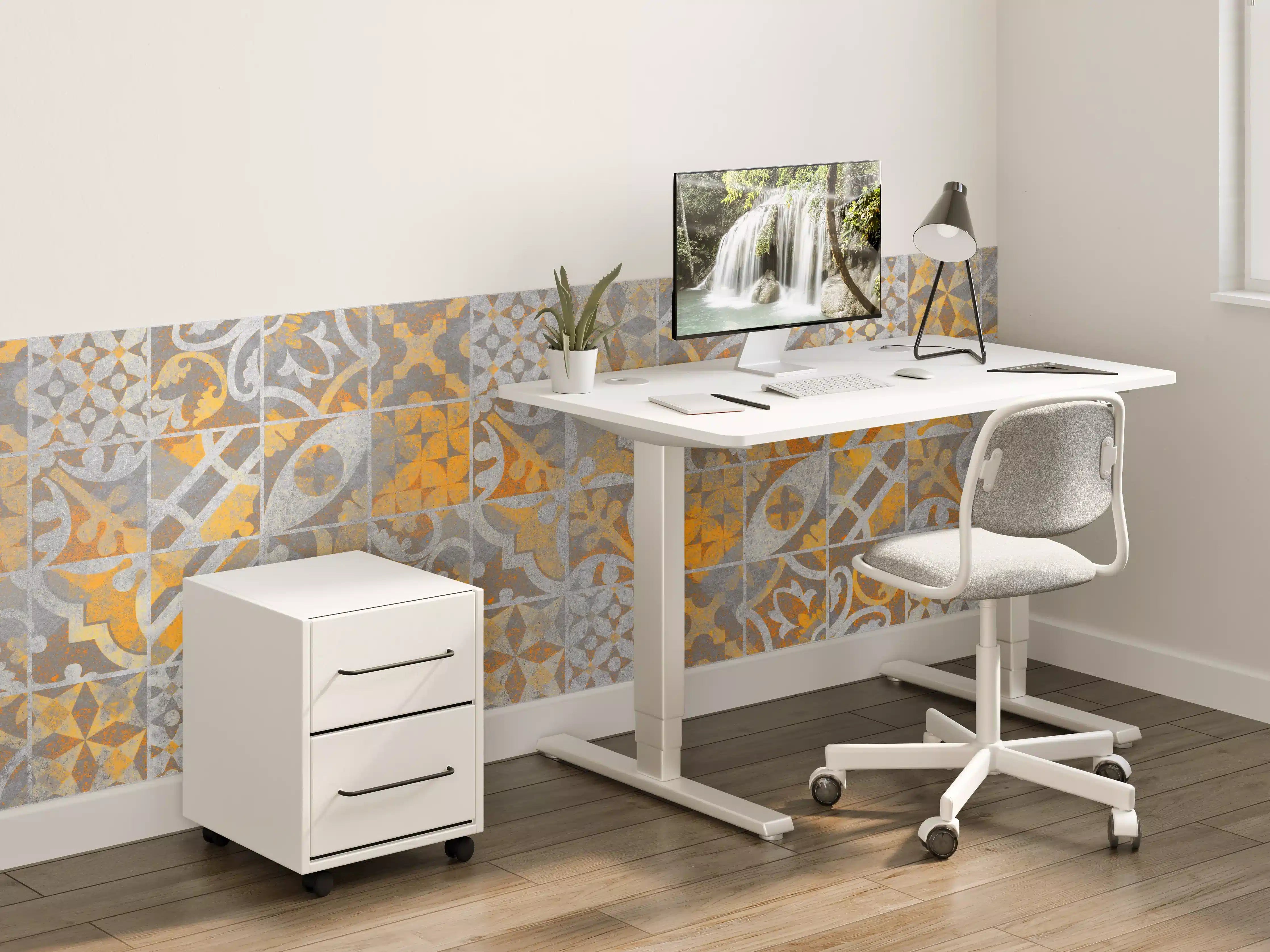 Kinderzimmer Wandgestaltung - Orange Helles Licht Stein Beton